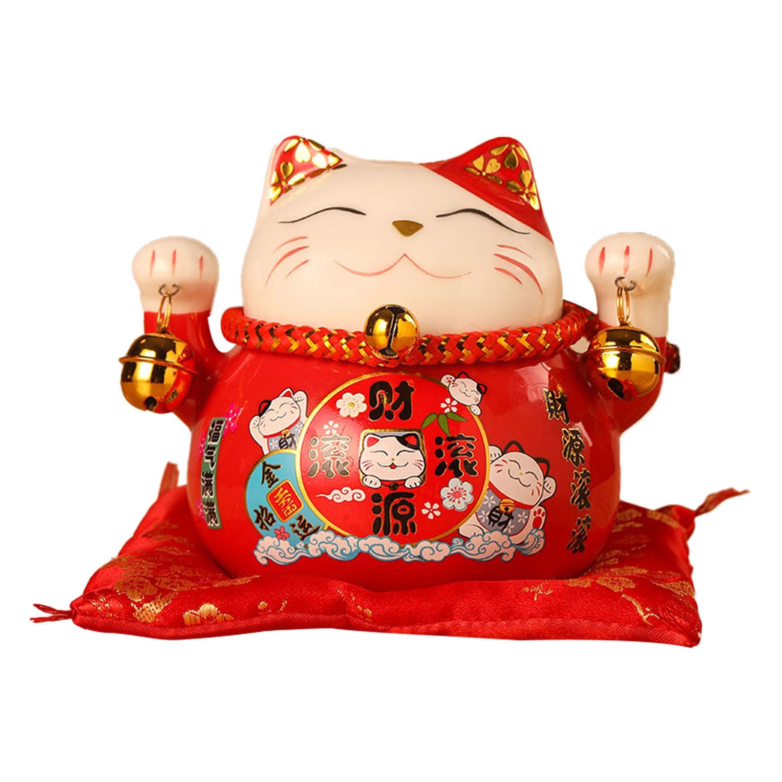 Lucky Cat Coin Bank 4.5in Exquisite Cute Bring Luck Good Wish Ceramic Fortune Cat Saving Pot Desk Decoration Red - Image 4