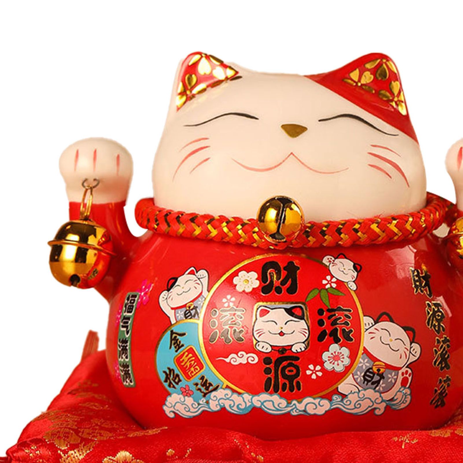 Lucky Cat Coin Bank 4.5in Exquisite Cute Bring Luck Good Wish Ceramic Fortune Cat Saving Pot Desk Decoration Red - Image 7