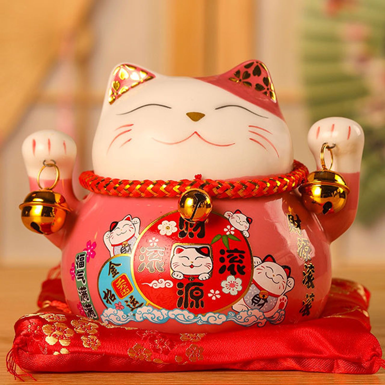 Lucky Cat Coin Bank 4.5in Exquisite Cute Bring Luck Good Wish Ceramic Fortune Cat Saving Pot Desk Decoration Pink - Image 5