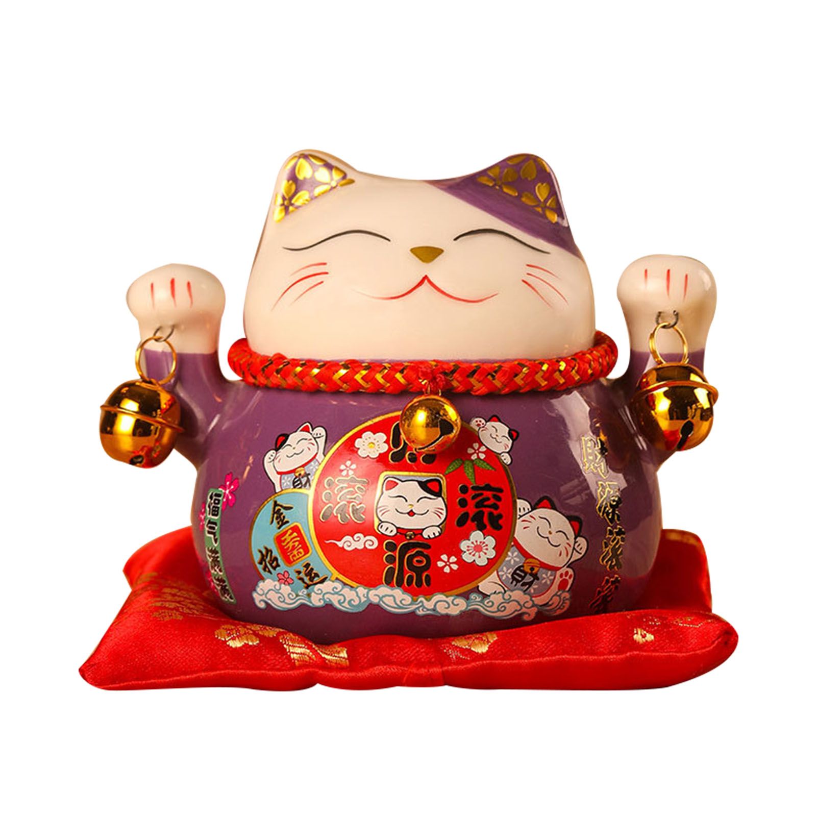 Lucky Cat Coin Bank 4.5in Exquisite Cute Bring Luck Good Wish Ceramic Fortune Cat Saving Pot Desk Decoration Purple - Image 1