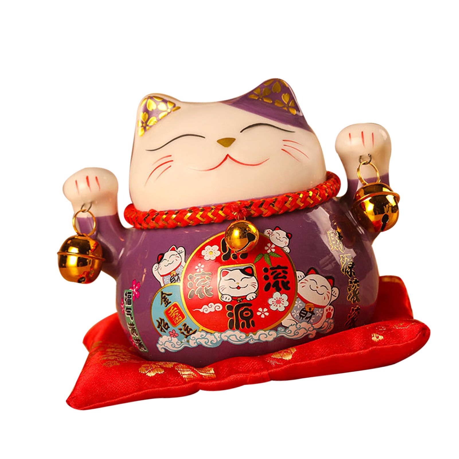 Lucky Cat Coin Bank 4.5in Exquisite Cute Bring Luck Good Wish Ceramic Fortune Cat Saving Pot Desk Decoration Purple - Image 2