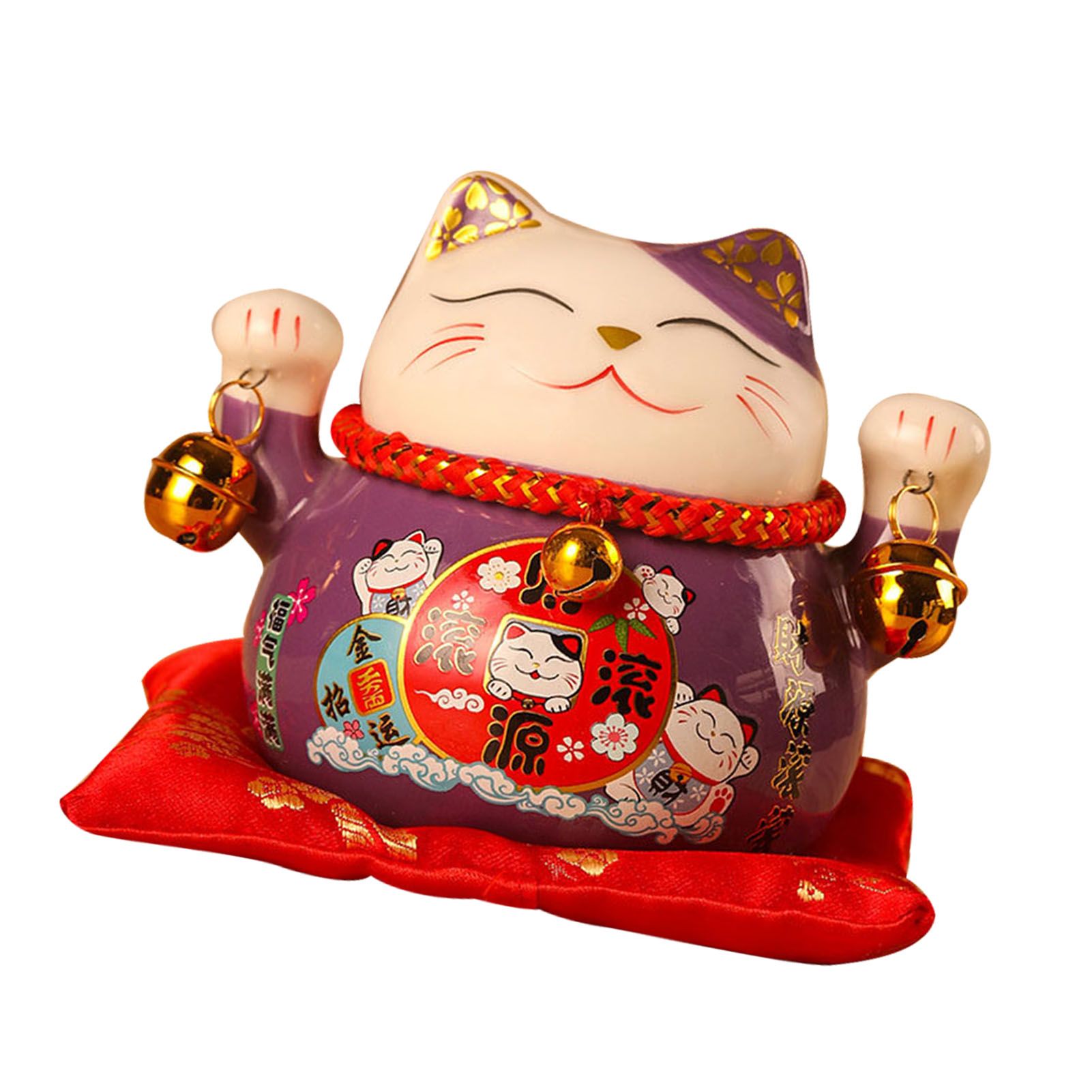 Lucky Cat Coin Bank 4.5in Exquisite Cute Bring Luck Good Wish Ceramic Fortune Cat Saving Pot Desk Decoration Purple - Image 3