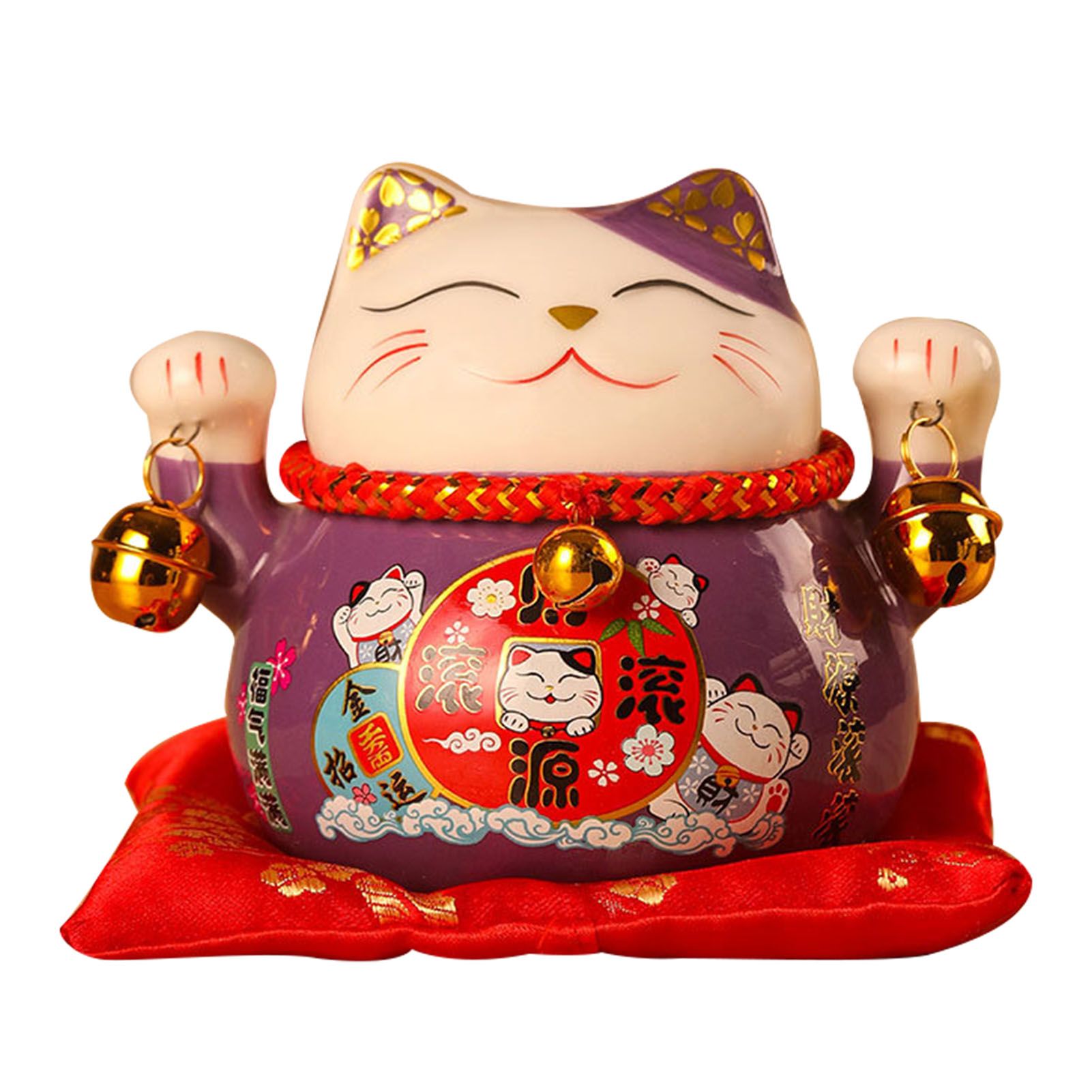 Lucky Cat Coin Bank 4.5in Exquisite Cute Bring Luck Good Wish Ceramic Fortune Cat Saving Pot Desk Decoration Purple - Image 4