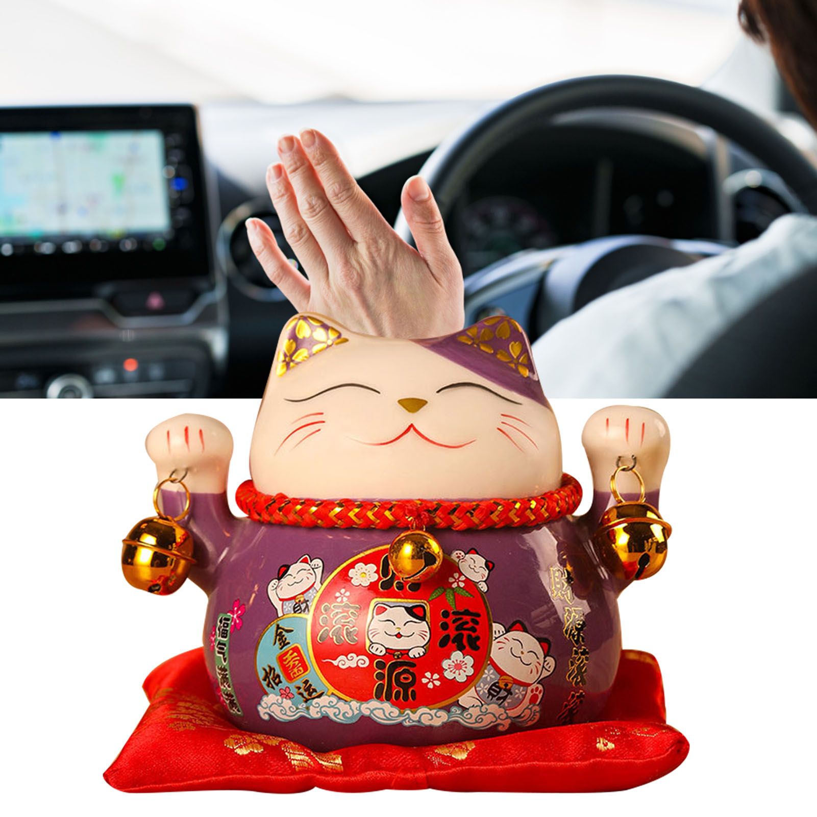 Lucky Cat Coin Bank 4.5in Exquisite Cute Bring Luck Good Wish Ceramic Fortune Cat Saving Pot Desk Decoration Purple - Image 5