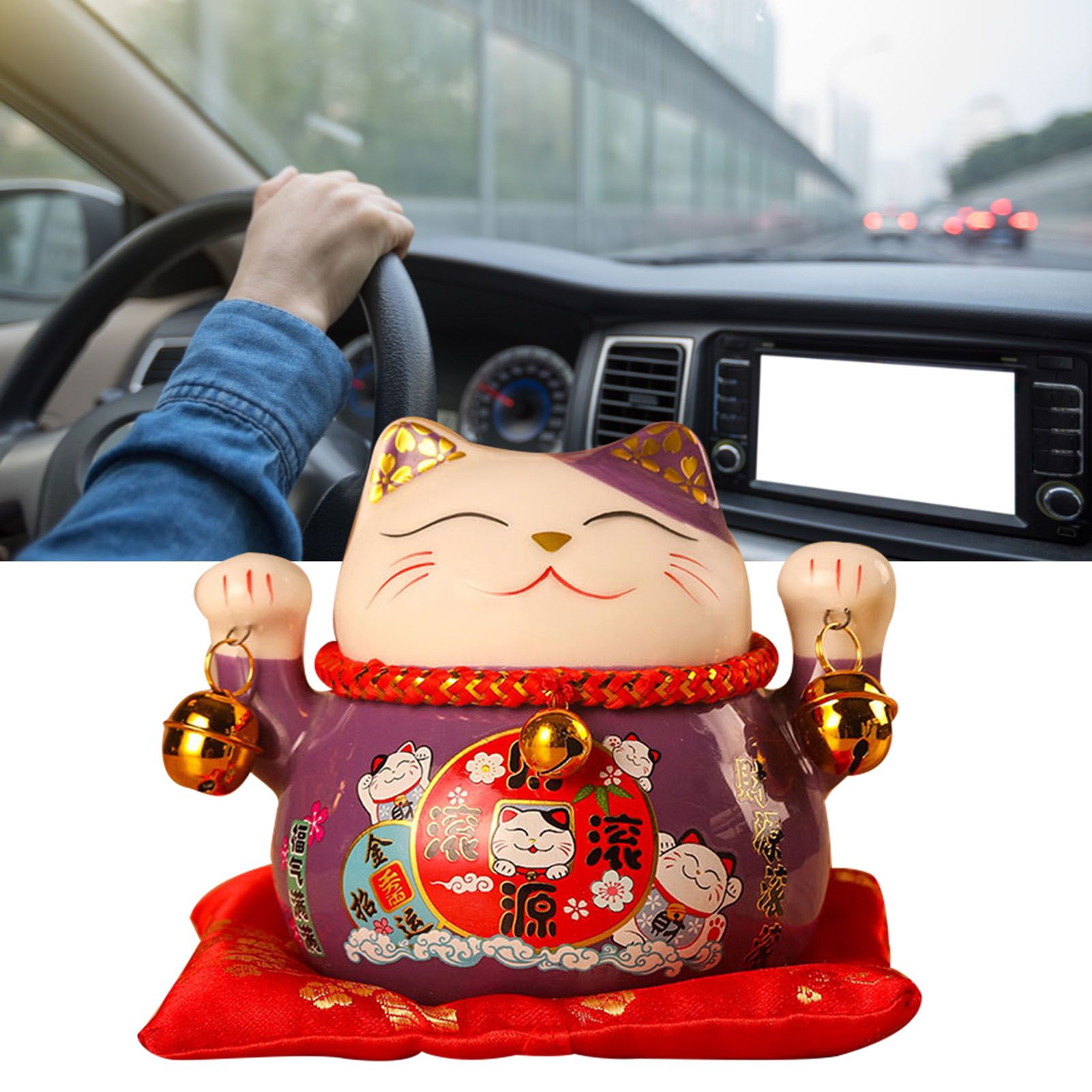 Lucky Cat Coin Bank 4.5in Exquisite Cute Bring Luck Good Wish Ceramic Fortune Cat Saving Pot Desk Decoration Purple - Image 6