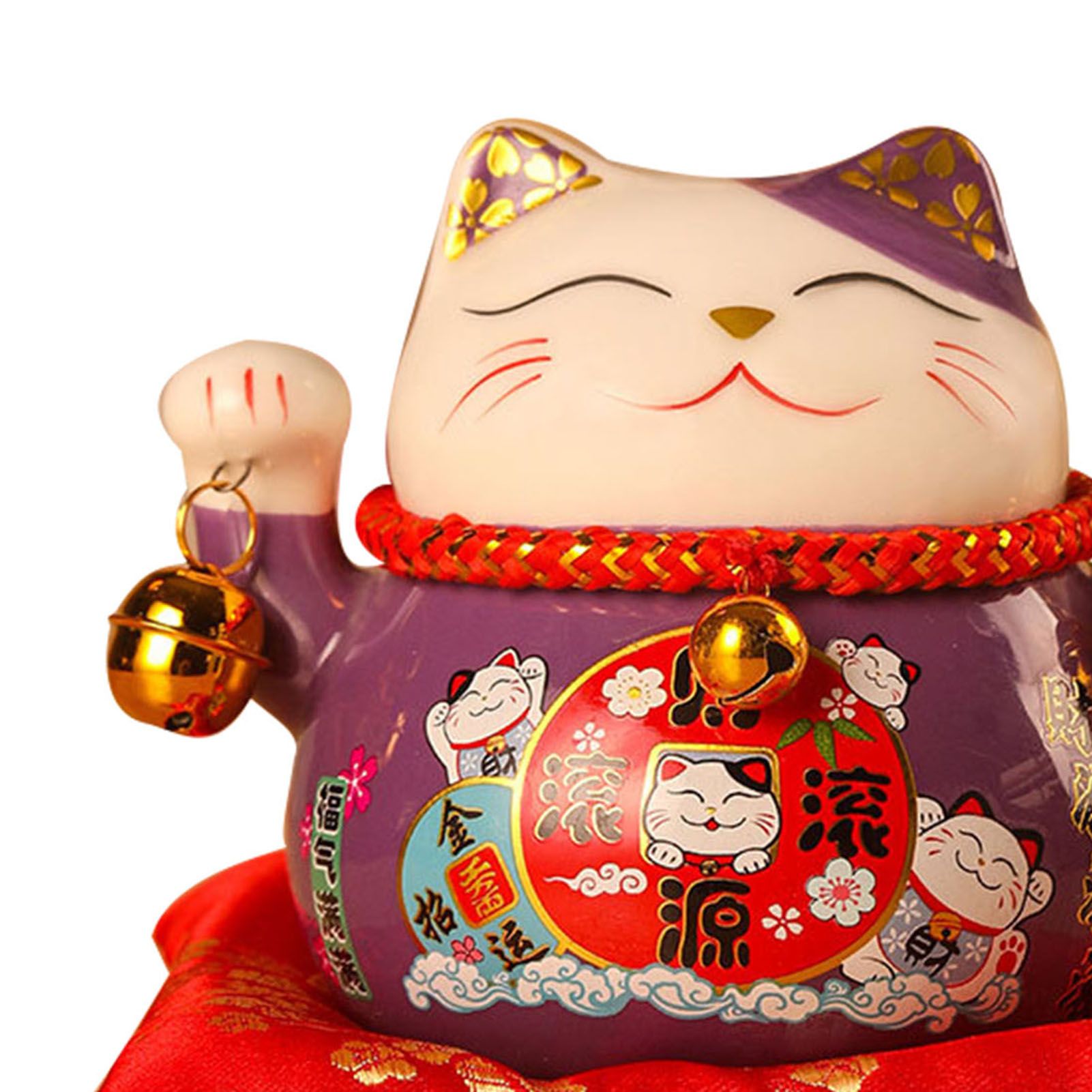 Lucky Cat Coin Bank 4.5in Exquisite Cute Bring Luck Good Wish Ceramic Fortune Cat Saving Pot Desk Decoration Purple - Image 7
