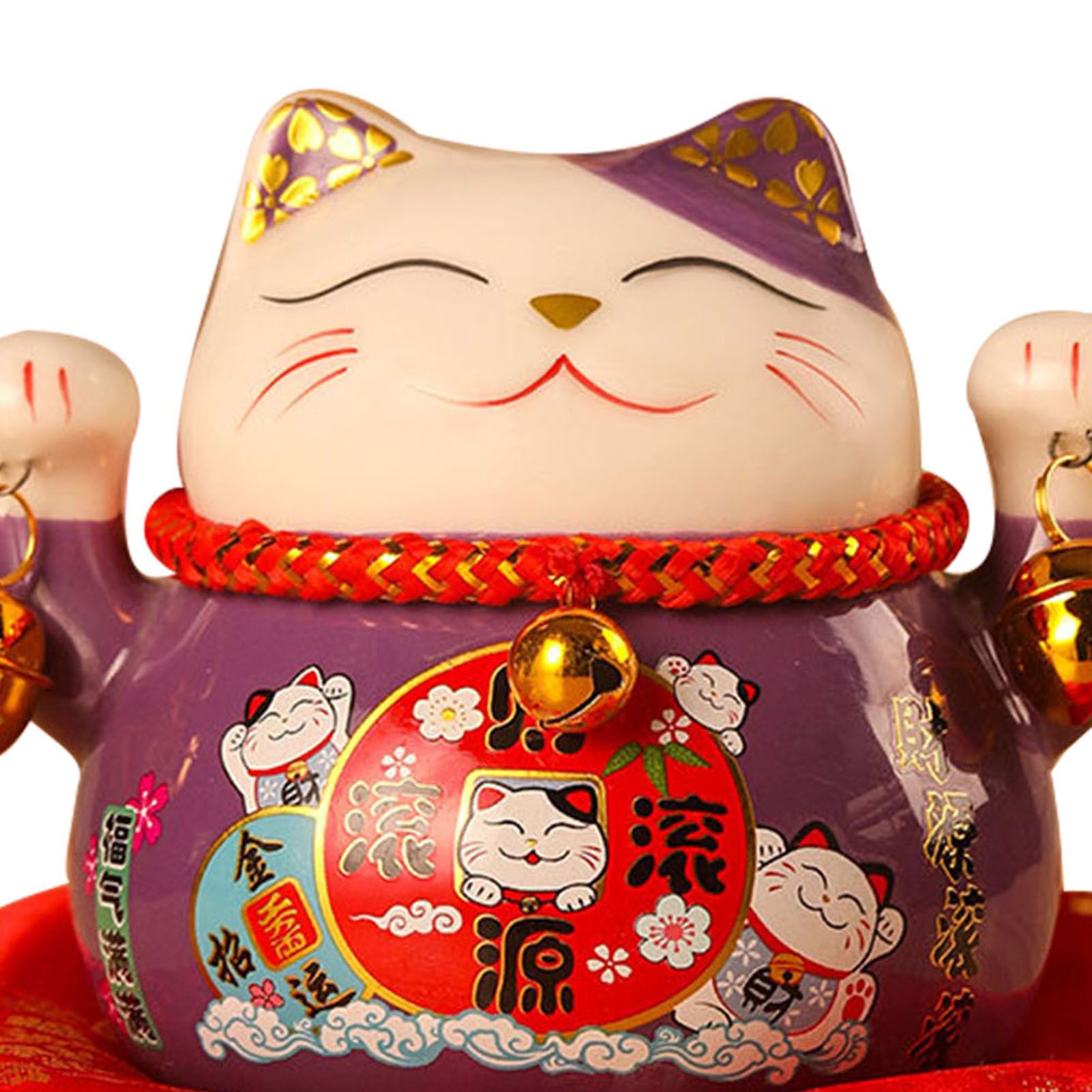 Lucky Cat Coin Bank 4.5in Exquisite Cute Bring Luck Good Wish Ceramic Fortune Cat Saving Pot Desk Decoration Purple - Image 8