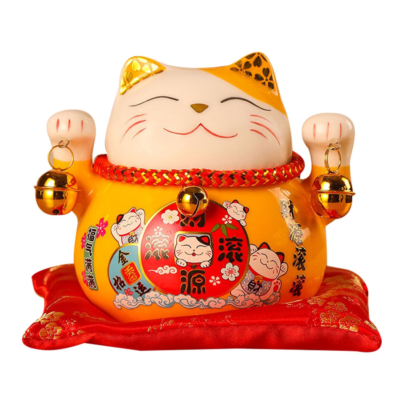 Lucky Cat Coin Bank 4.5in Exquisite Cute Bring Luck Good Wish Ceramic Fortune Cat Saving Pot Desk Decoration Yellow - Image 1