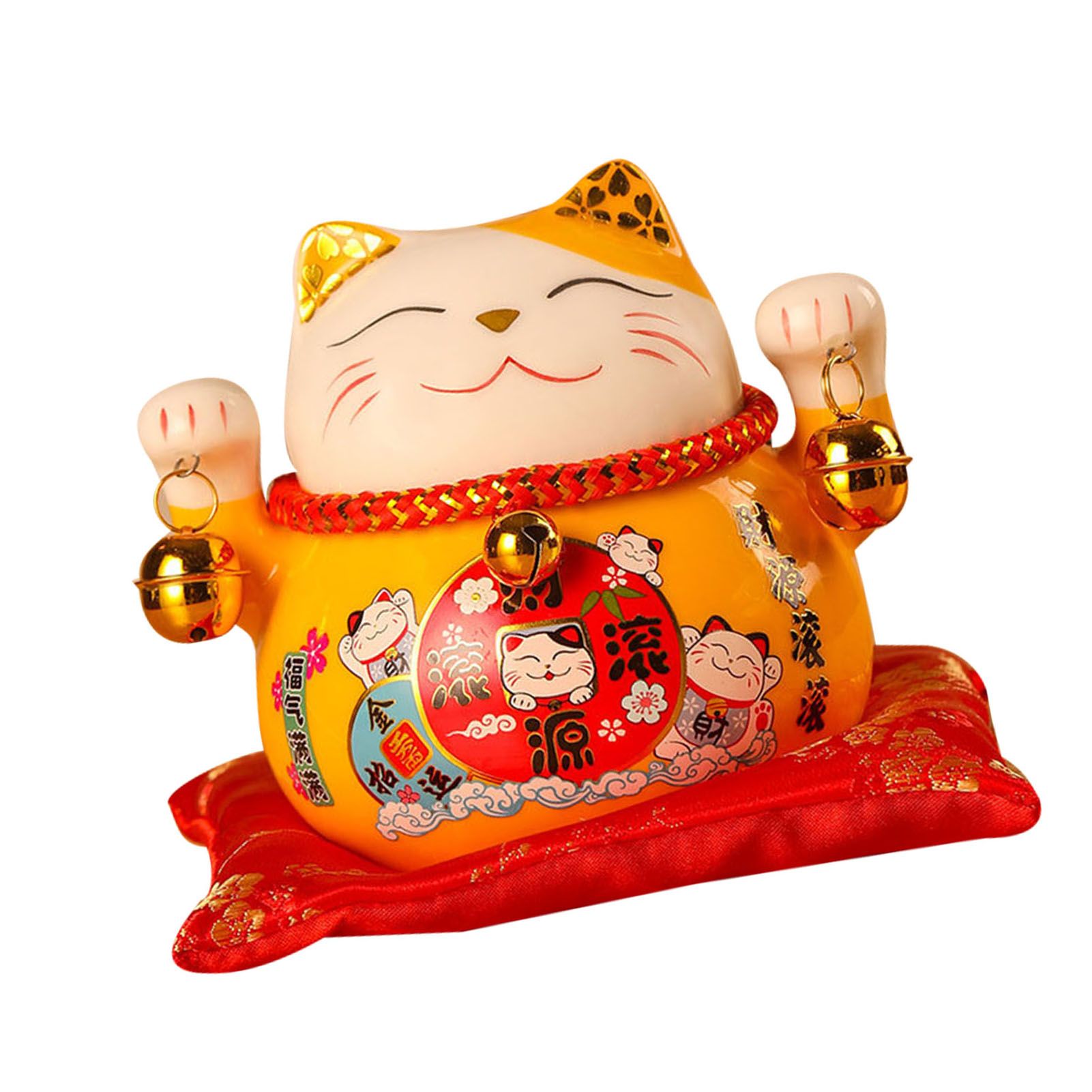 Lucky Cat Coin Bank 4.5in Exquisite Cute Bring Luck Good Wish Ceramic Fortune Cat Saving Pot Desk Decoration Yellow - Image 2
