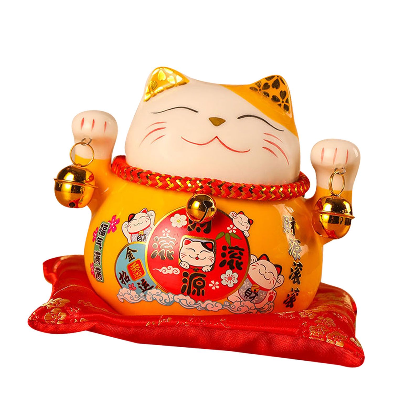 Lucky Cat Coin Bank 4.5in Exquisite Cute Bring Luck Good Wish Ceramic Fortune Cat Saving Pot Desk Decoration Yellow - Image 3