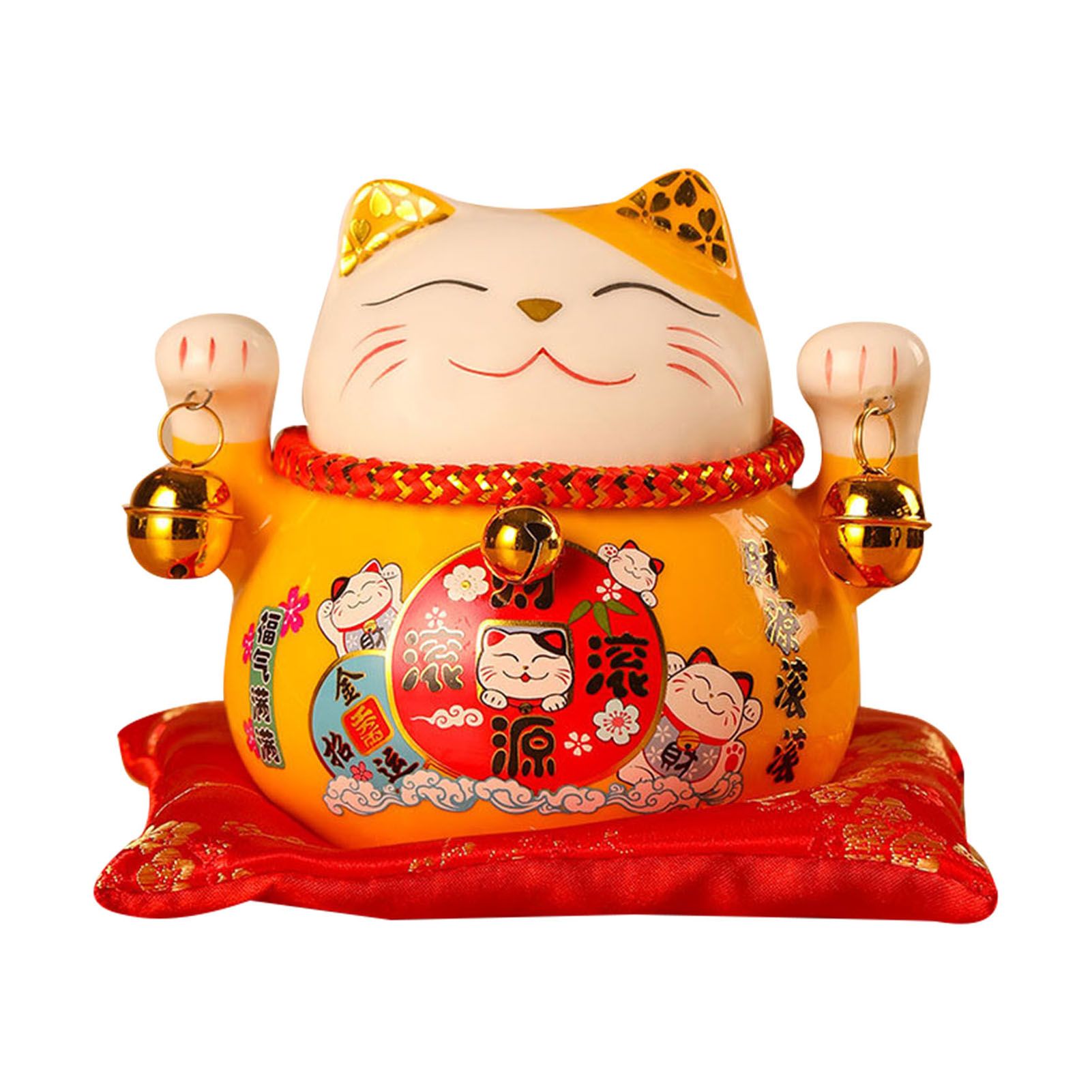 Lucky Cat Coin Bank 4.5in Exquisite Cute Bring Luck Good Wish Ceramic Fortune Cat Saving Pot Desk Decoration Yellow - Image 4