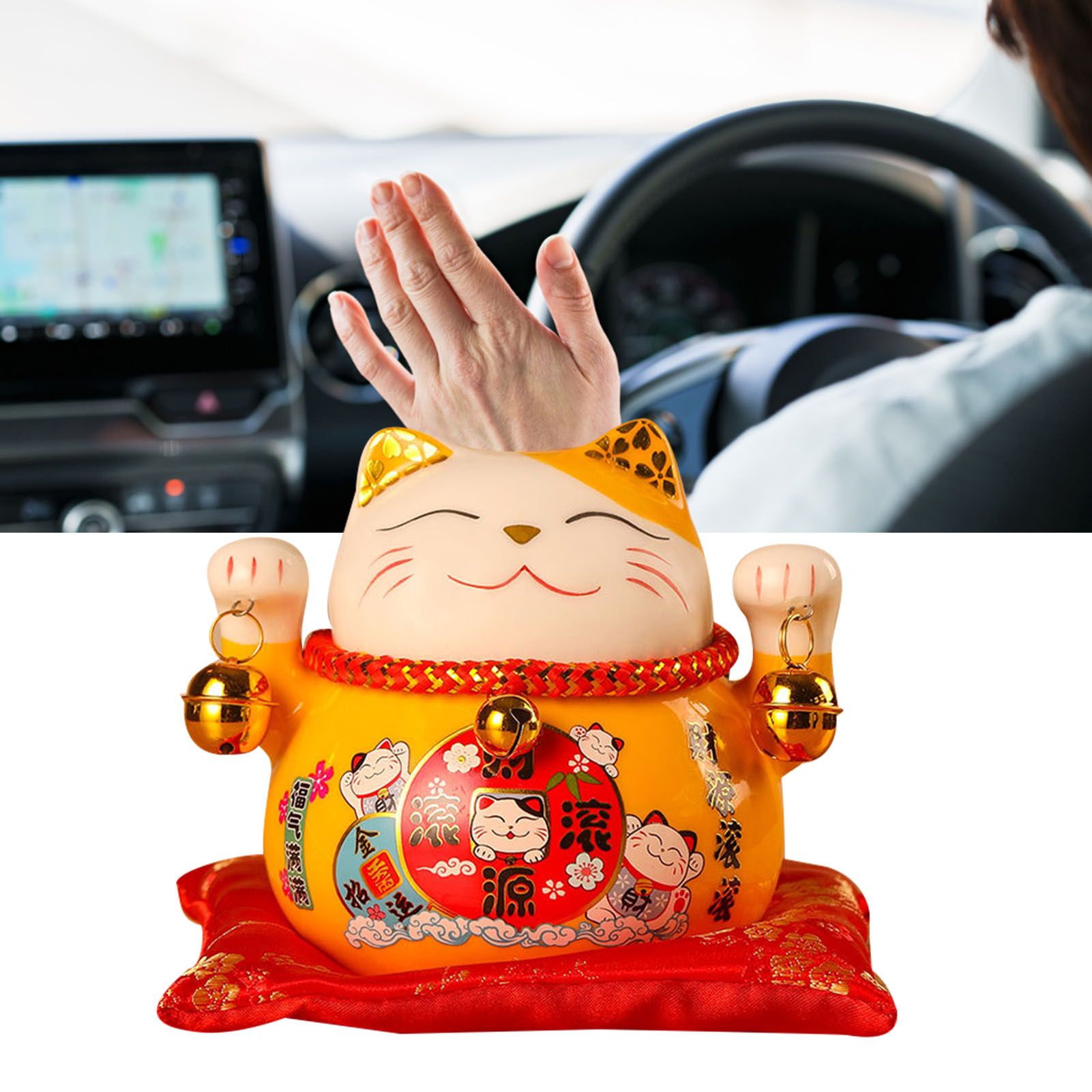 Lucky Cat Coin Bank 4.5in Exquisite Cute Bring Luck Good Wish Ceramic Fortune Cat Saving Pot Desk Decoration Yellow - Image 5