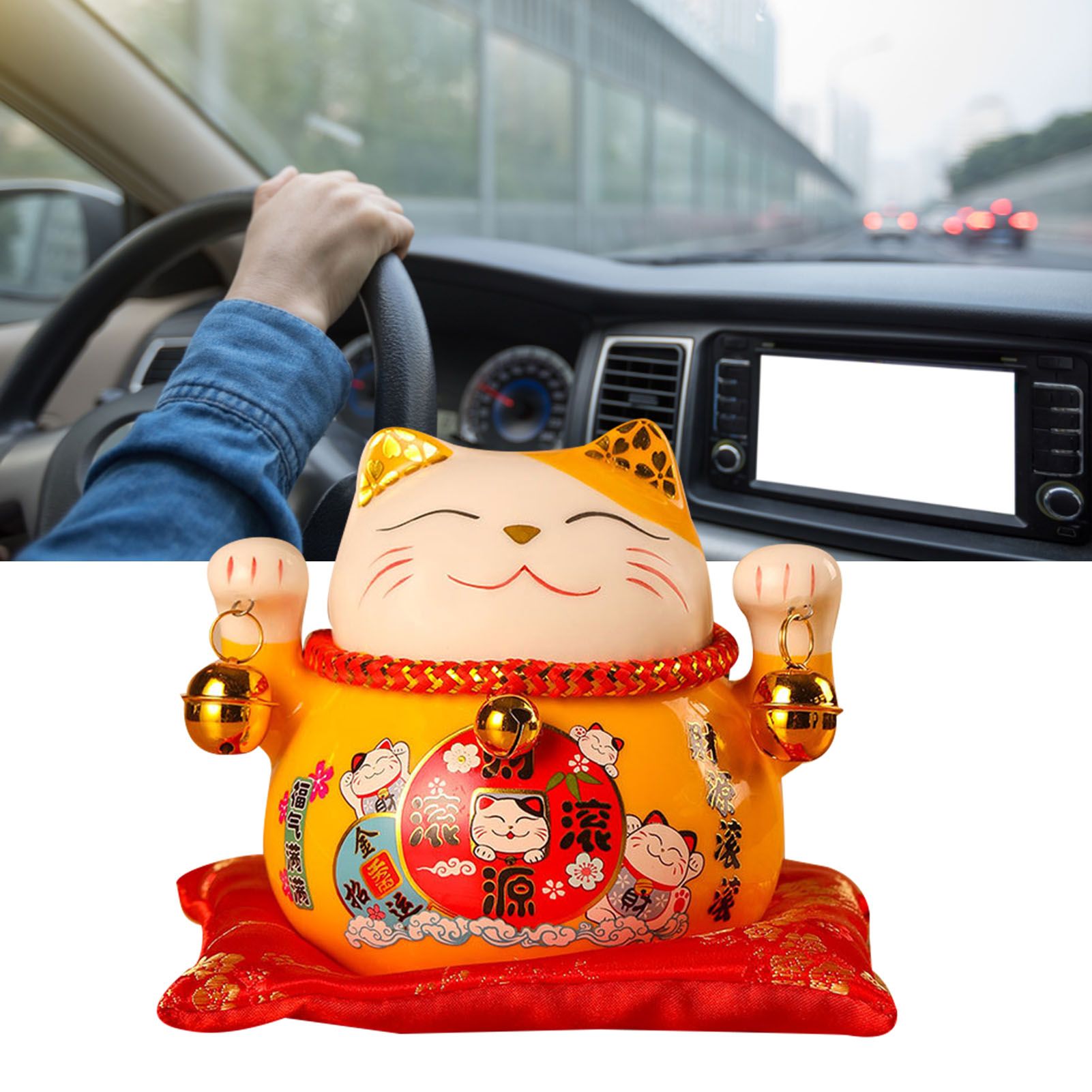 Lucky Cat Coin Bank 4.5in Exquisite Cute Bring Luck Good Wish Ceramic Fortune Cat Saving Pot Desk Decoration Yellow - Image 6