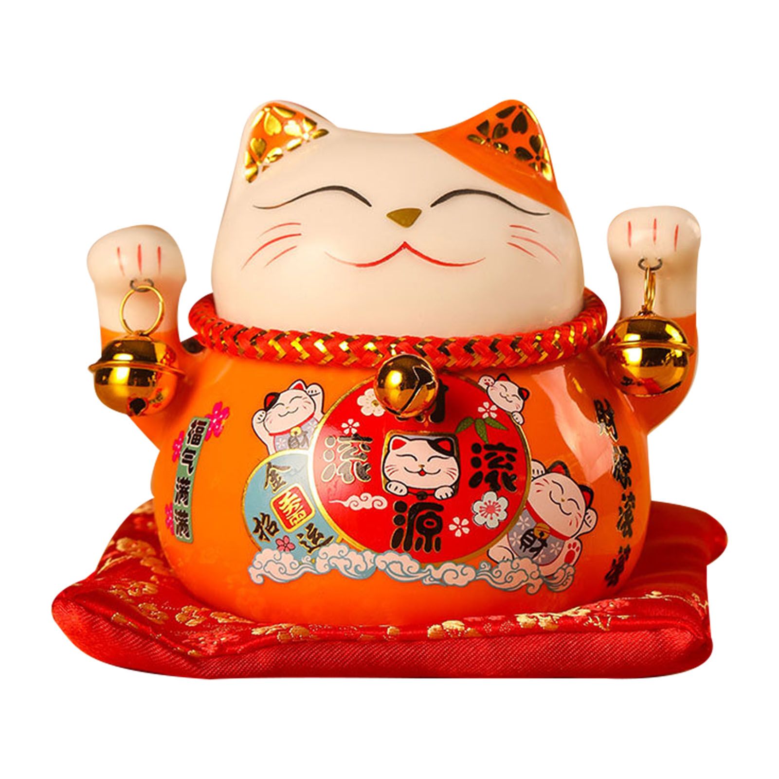 Lucky Cat Coin Bank 4.5in Exquisite Cute Bring Luck Good Wish Ceramic Fortune Cat Saving Pot Desk Decoration Orange - Image 1
