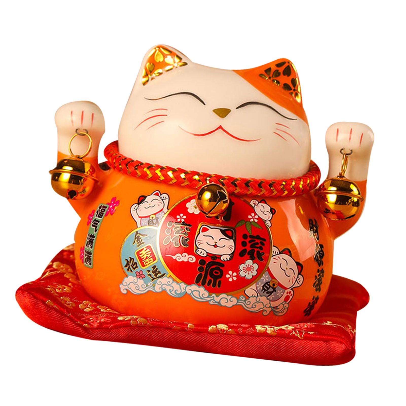 Lucky Cat Coin Bank 4.5in Exquisite Cute Bring Luck Good Wish Ceramic Fortune Cat Saving Pot Desk Decoration Orange - Image 3
