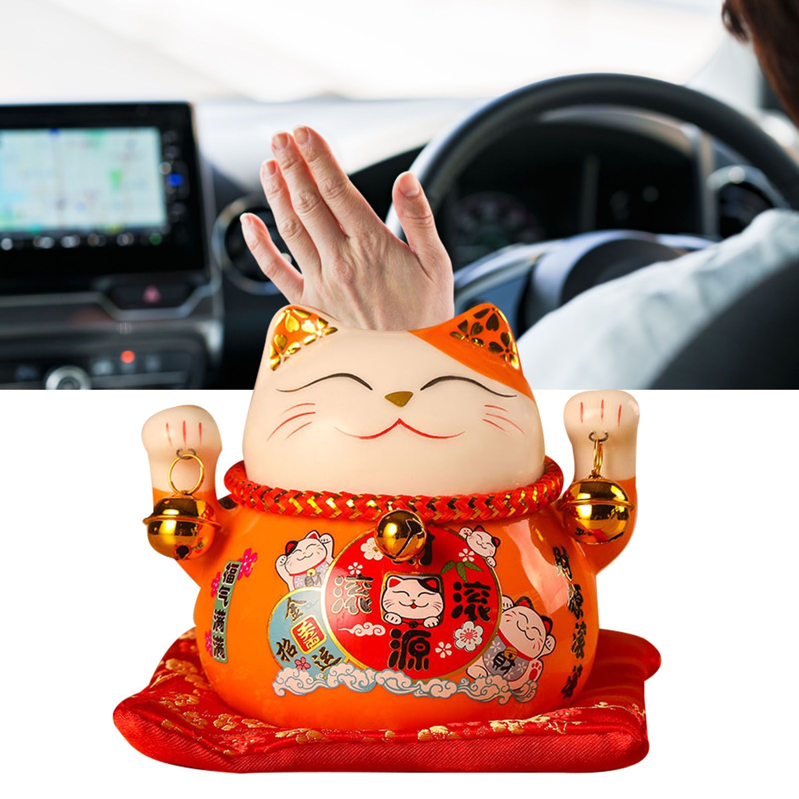 Lucky Cat Coin Bank 4.5in Exquisite Cute Bring Luck Good Wish Ceramic Fortune Cat Saving Pot Desk Decoration Orange - Image 5