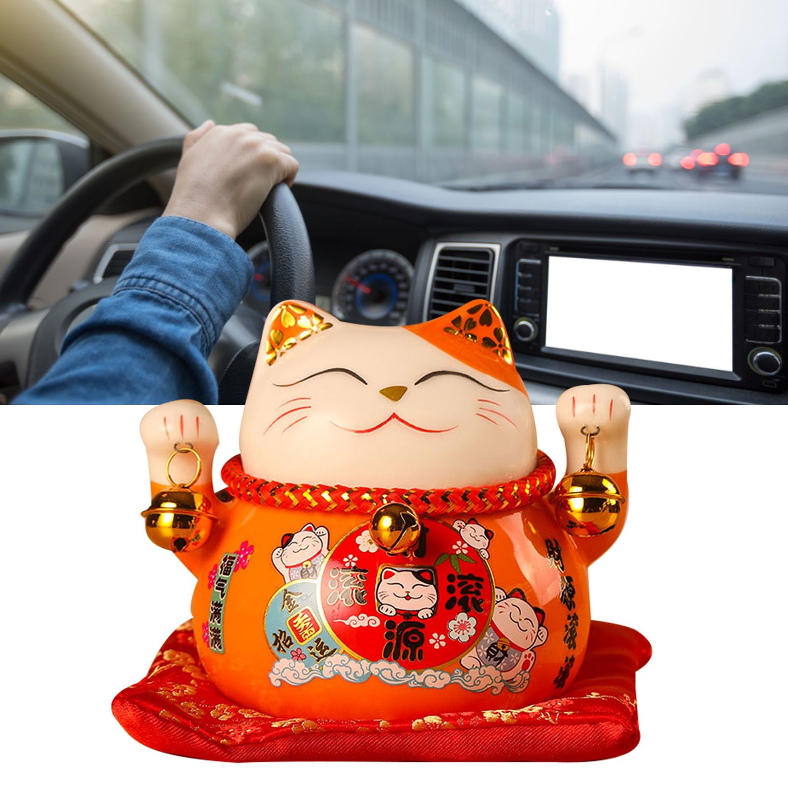 Lucky Cat Coin Bank 4.5in Exquisite Cute Bring Luck Good Wish Ceramic Fortune Cat Saving Pot Desk Decoration Orange - Image 6