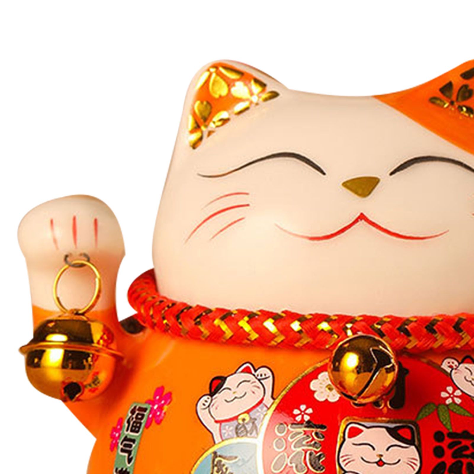 Lucky Cat Coin Bank 4.5in Exquisite Cute Bring Luck Good Wish Ceramic Fortune Cat Saving Pot Desk Decoration Orange - Image 7