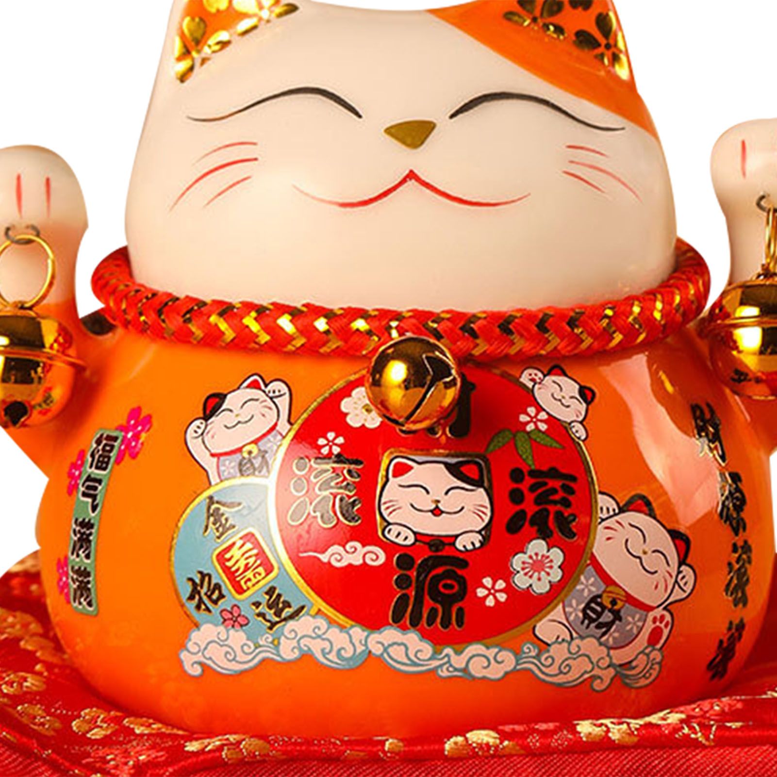 Lucky Cat Coin Bank 4.5in Exquisite Cute Bring Luck Good Wish Ceramic Fortune Cat Saving Pot Desk Decoration Orange - Image 8