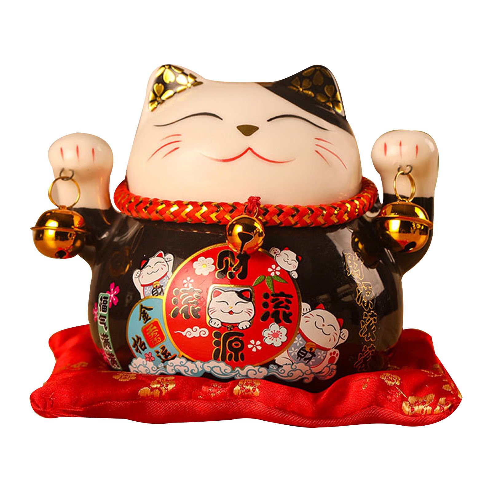 Lucky Cat Coin Bank 4.5in Exquisite Cute Bring Luck Good Wish Ceramic Fortune Cat Saving Pot Desk Decoration Black - Image 1