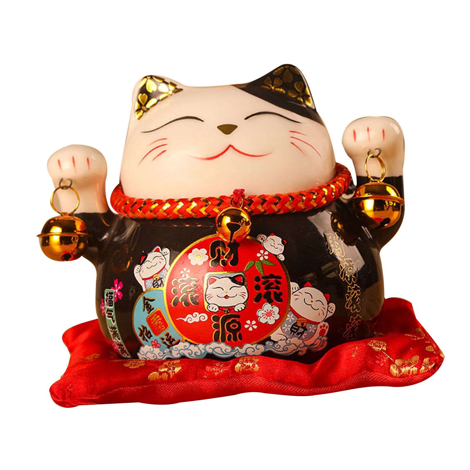 Lucky Cat Coin Bank 4.5in Exquisite Cute Bring Luck Good Wish Ceramic Fortune Cat Saving Pot Desk Decoration Black - Image 2