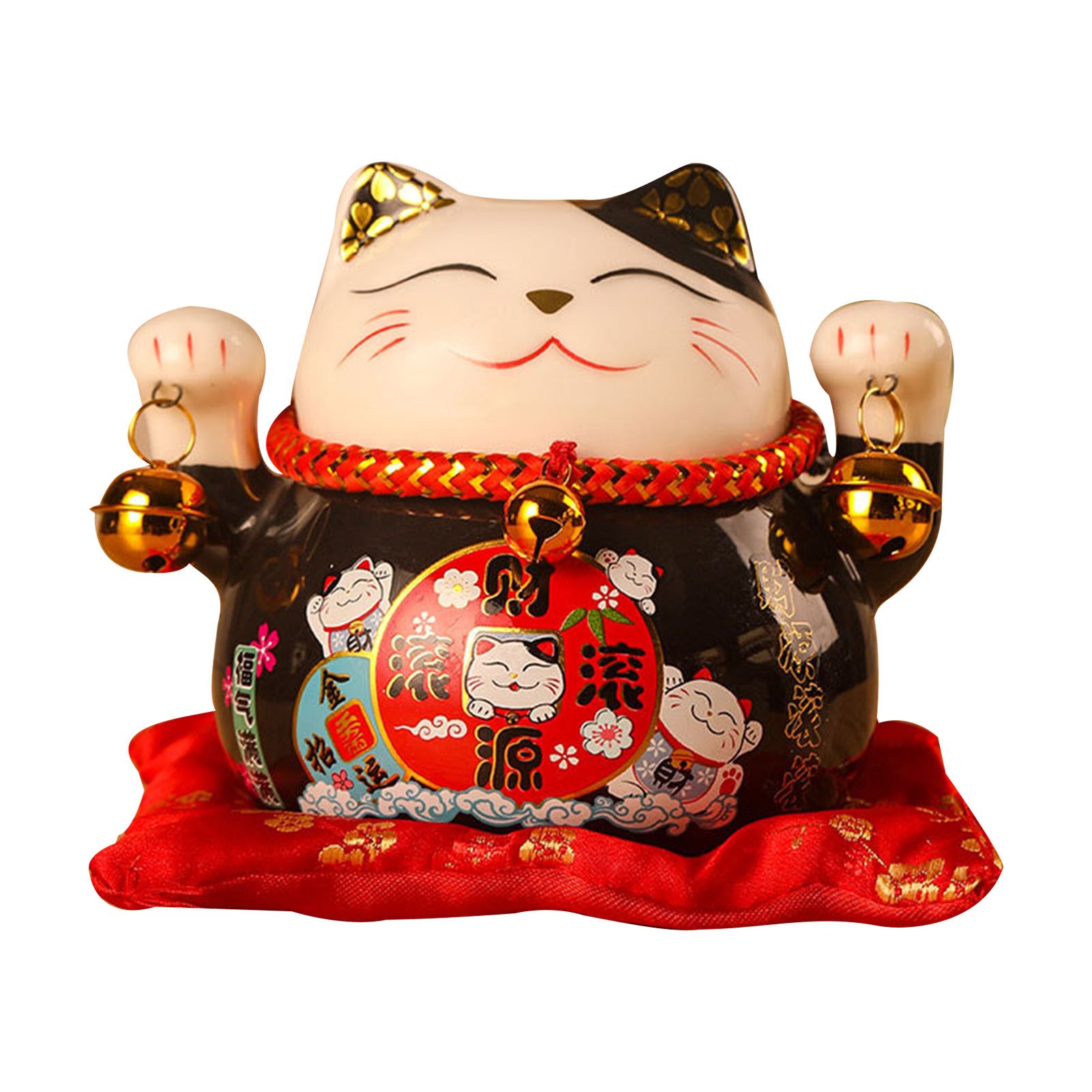 Lucky Cat Coin Bank 4.5in Exquisite Cute Bring Luck Good Wish Ceramic Fortune Cat Saving Pot Desk Decoration Black - Image 4
