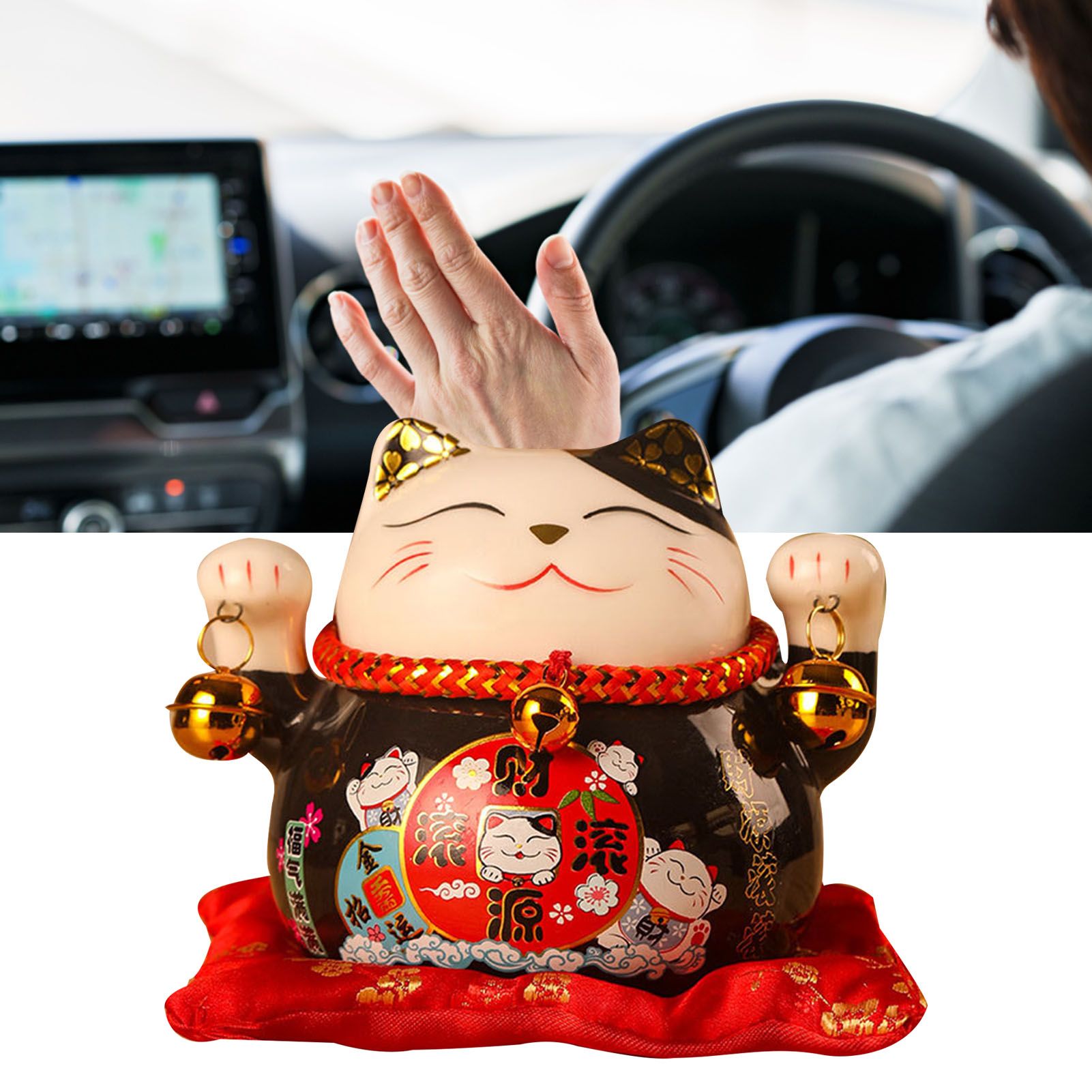 Lucky Cat Coin Bank 4.5in Exquisite Cute Bring Luck Good Wish Ceramic Fortune Cat Saving Pot Desk Decoration Black - Image 5