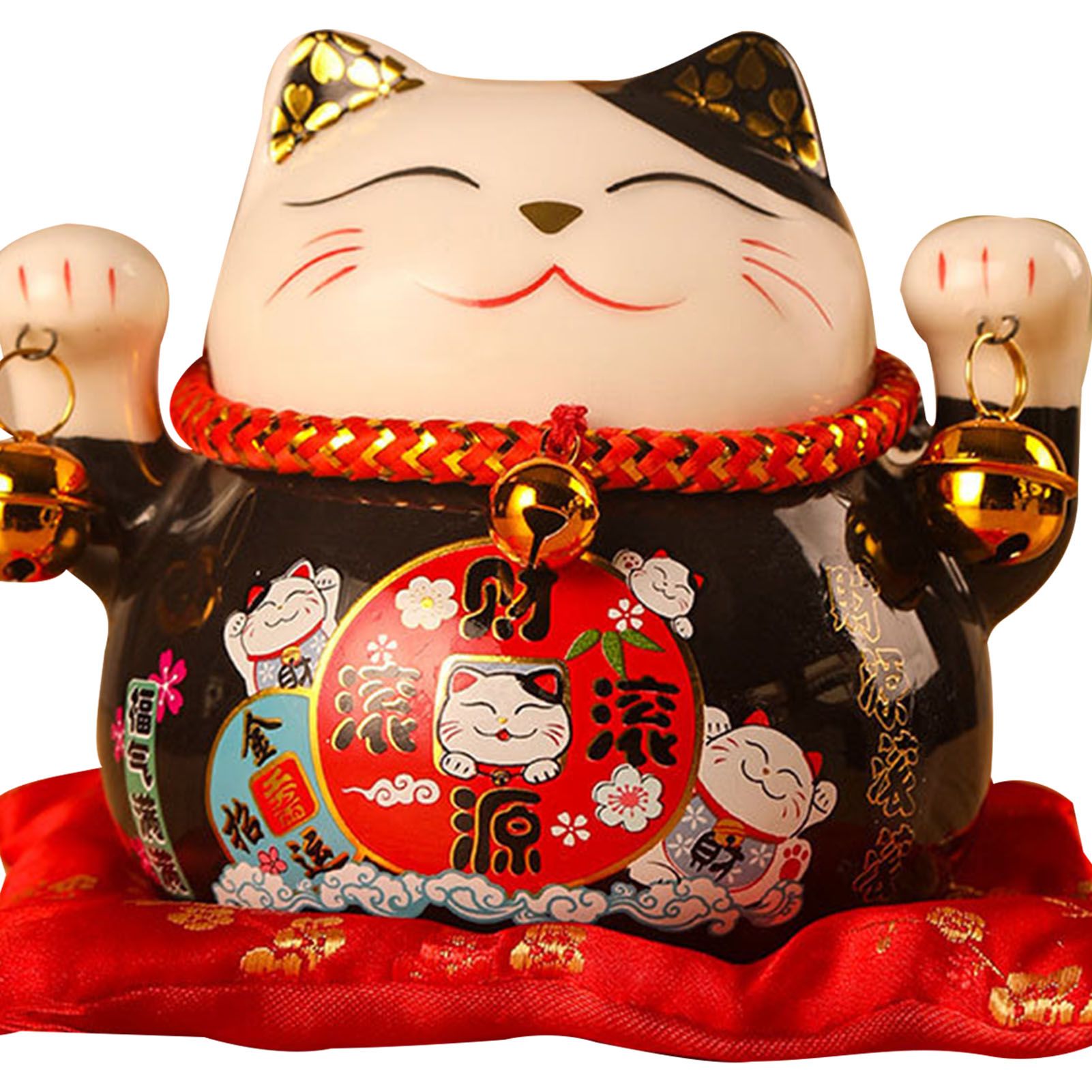 Lucky Cat Coin Bank 4.5in Exquisite Cute Bring Luck Good Wish Ceramic Fortune Cat Saving Pot Desk Decoration Black - Image 8