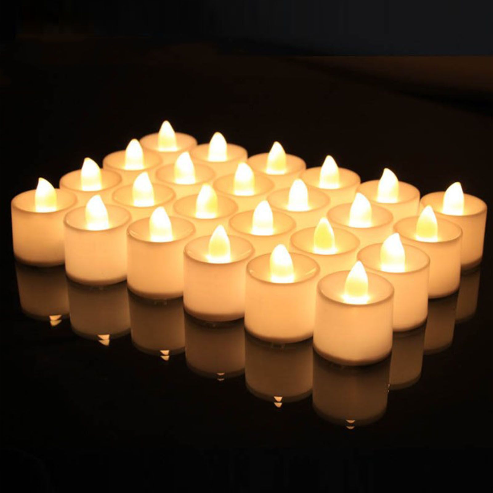 24pcs Flameless Tea Lights Candles Warm White Light Battery Operated LED Candles for Room Wedding Decor White - Image 5