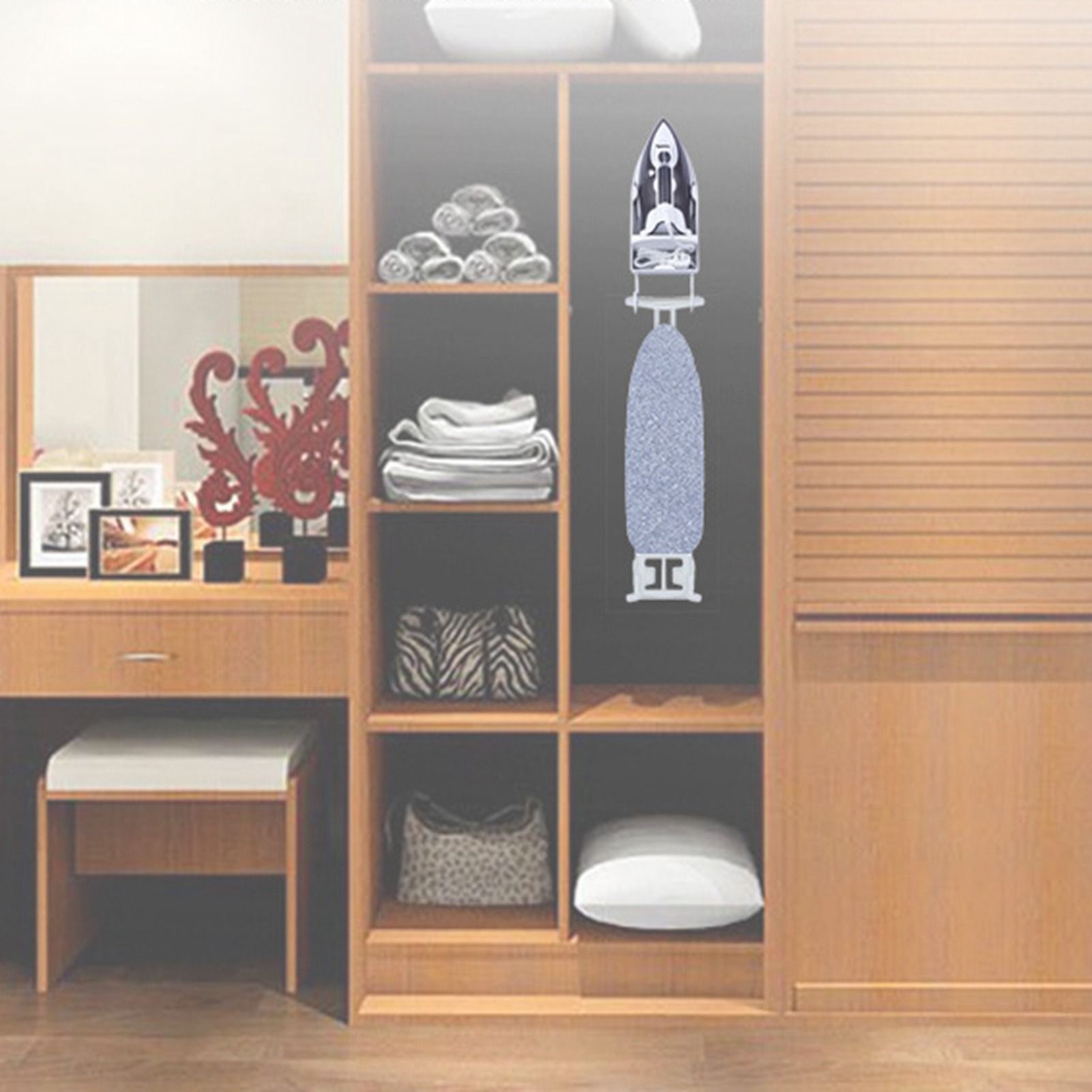 Iron Holder Wall Mounted Heat Resistant Widened Electric Iron Organizer with Hooks for Closet Hotel White - Image 5