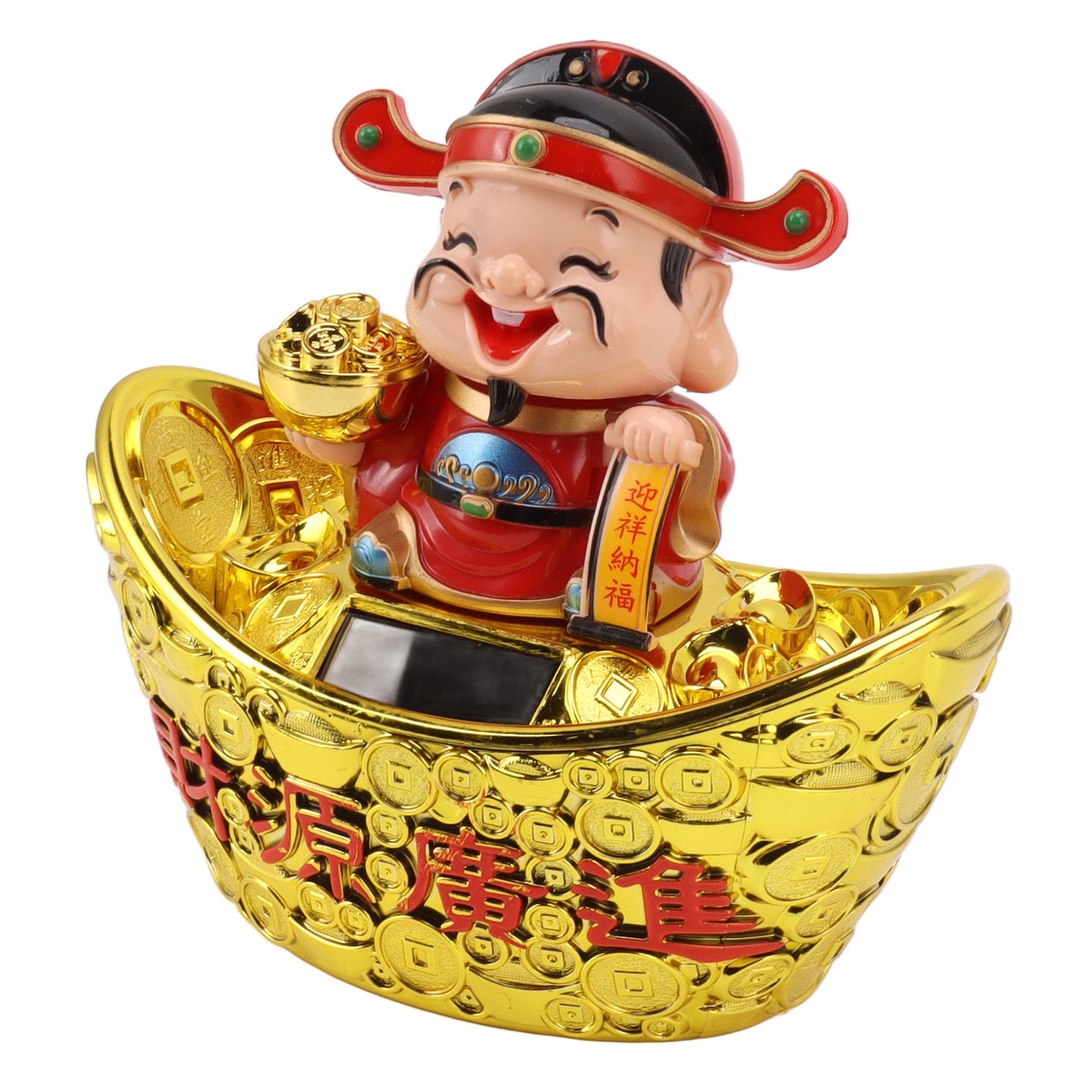 Wealth God Ornament Solar Panel Nodding Fortune Wealth Statue for Car Household Decoration 680 Model - Image 2