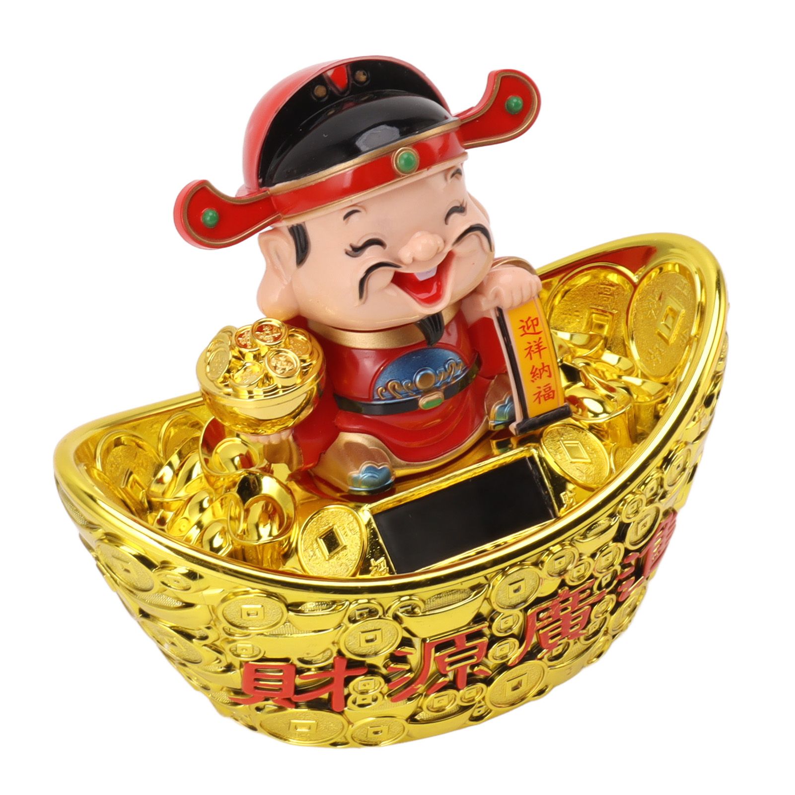 Wealth God Ornament Solar Panel Nodding Fortune Wealth Statue for Car Household Decoration 680 Model - Image 3