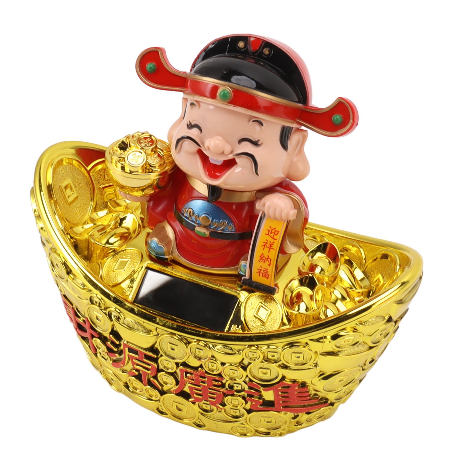 Wealth God Ornament Solar Panel Nodding Fortune Wealth Statue for Car Household Decoration 680 Model - Image 4