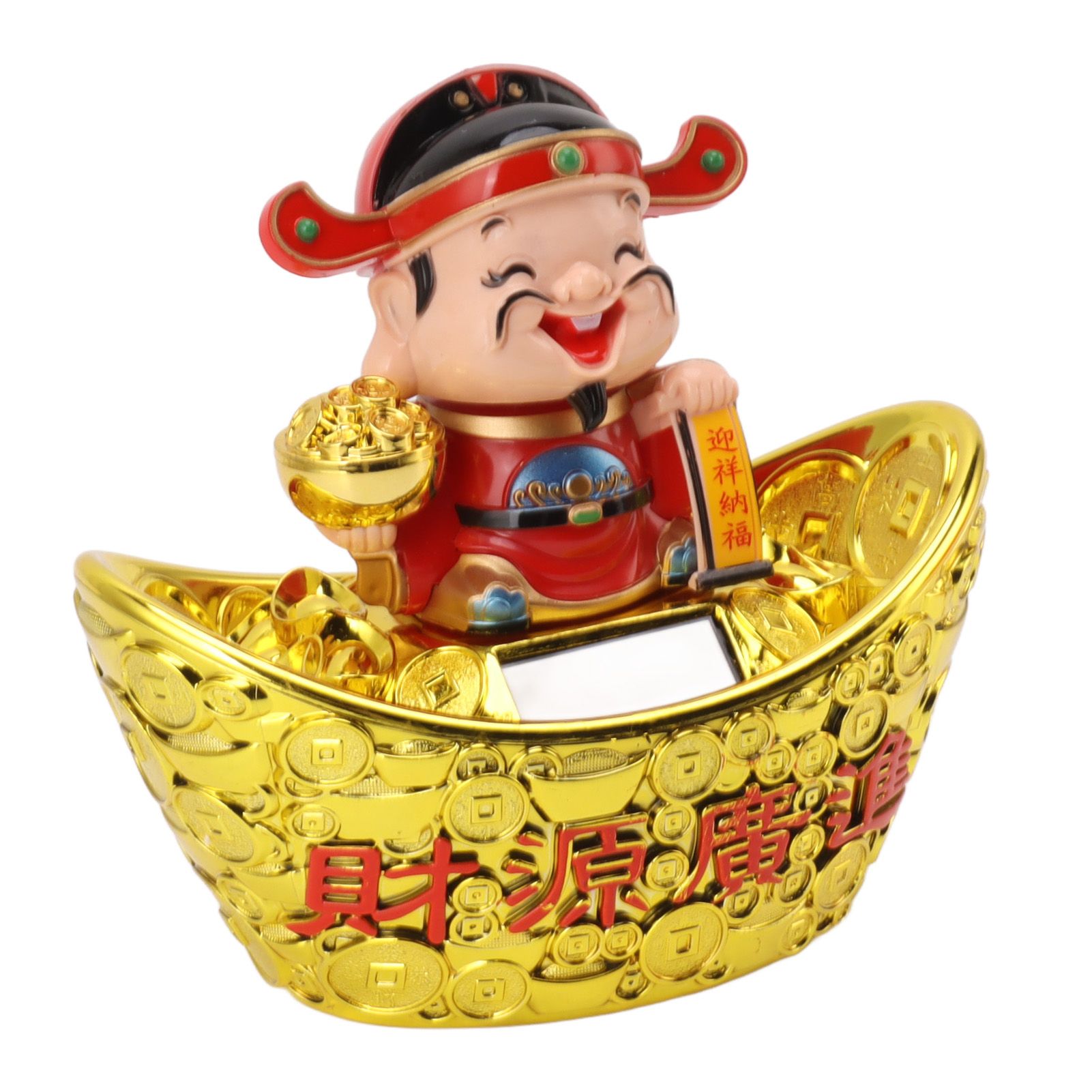 Wealth God Ornament Solar Panel Nodding Fortune Wealth Statue for Car Household Decoration 680 Model - Image 5