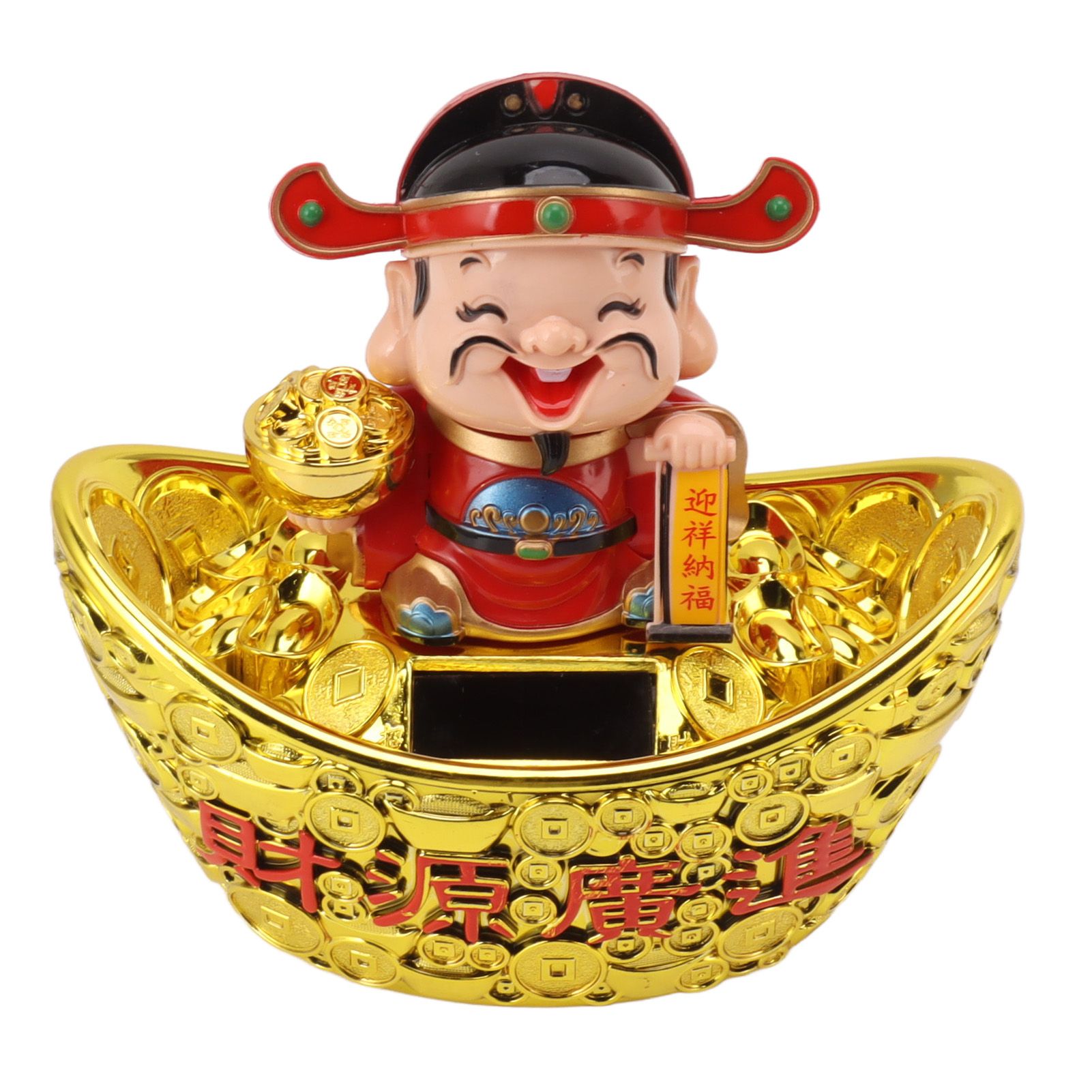 Wealth God Ornament Solar Panel Nodding Fortune Wealth Statue for Car Household Decoration 680 Model - Image 6