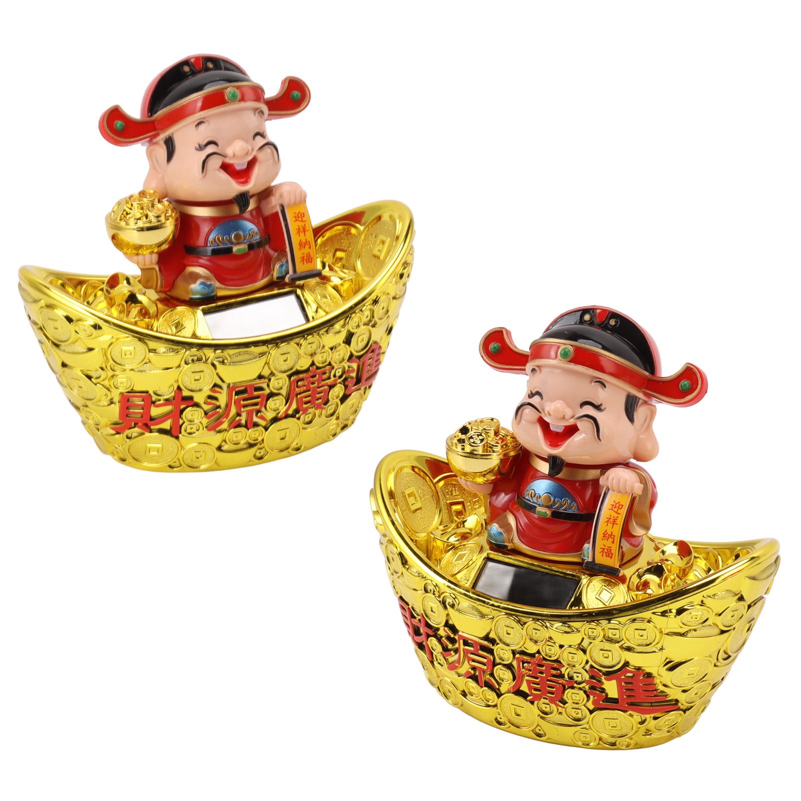 Wealth God Ornament Solar Panel Nodding Fortune Wealth Statue for Car Household Decoration 680 Model - Image 8
