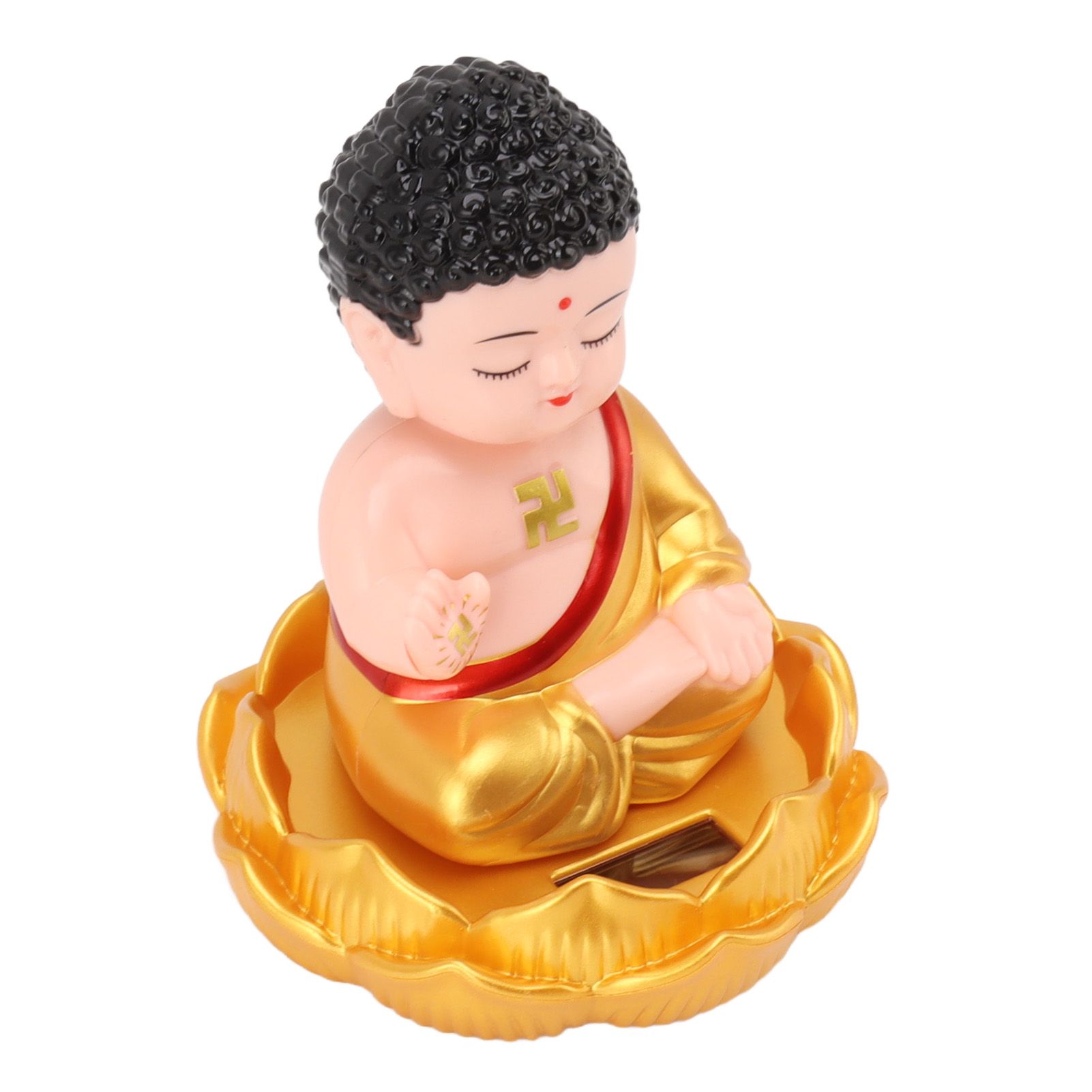 Buddha Ornament Solar Powered Light Energy Sensing Auto Nod Buddha Decoration for Home Car Office Gold Clothes - Image 3