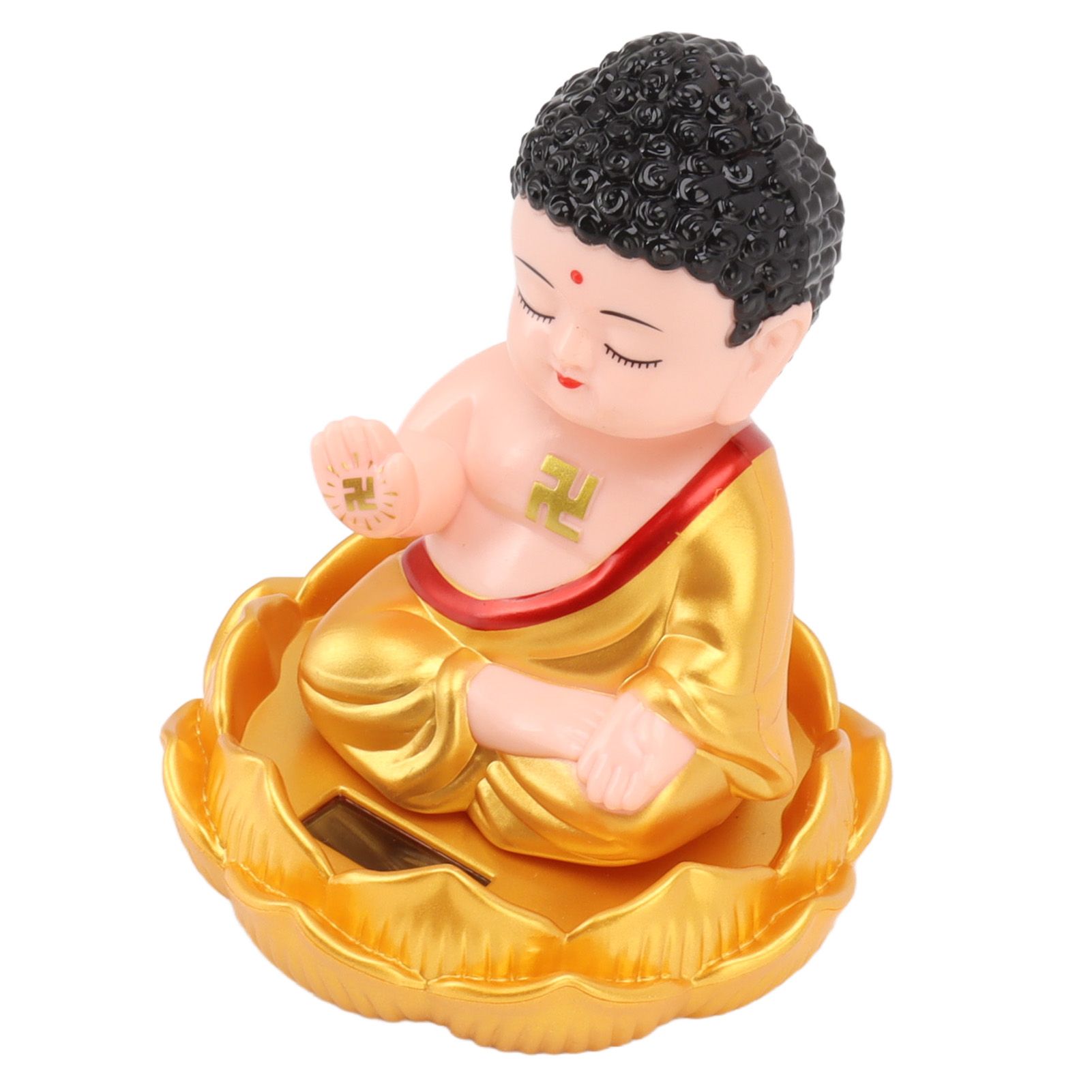 Buddha Ornament Solar Powered Light Energy Sensing Auto Nod Buddha Decoration for Home Car Office Gold Clothes - Image 4
