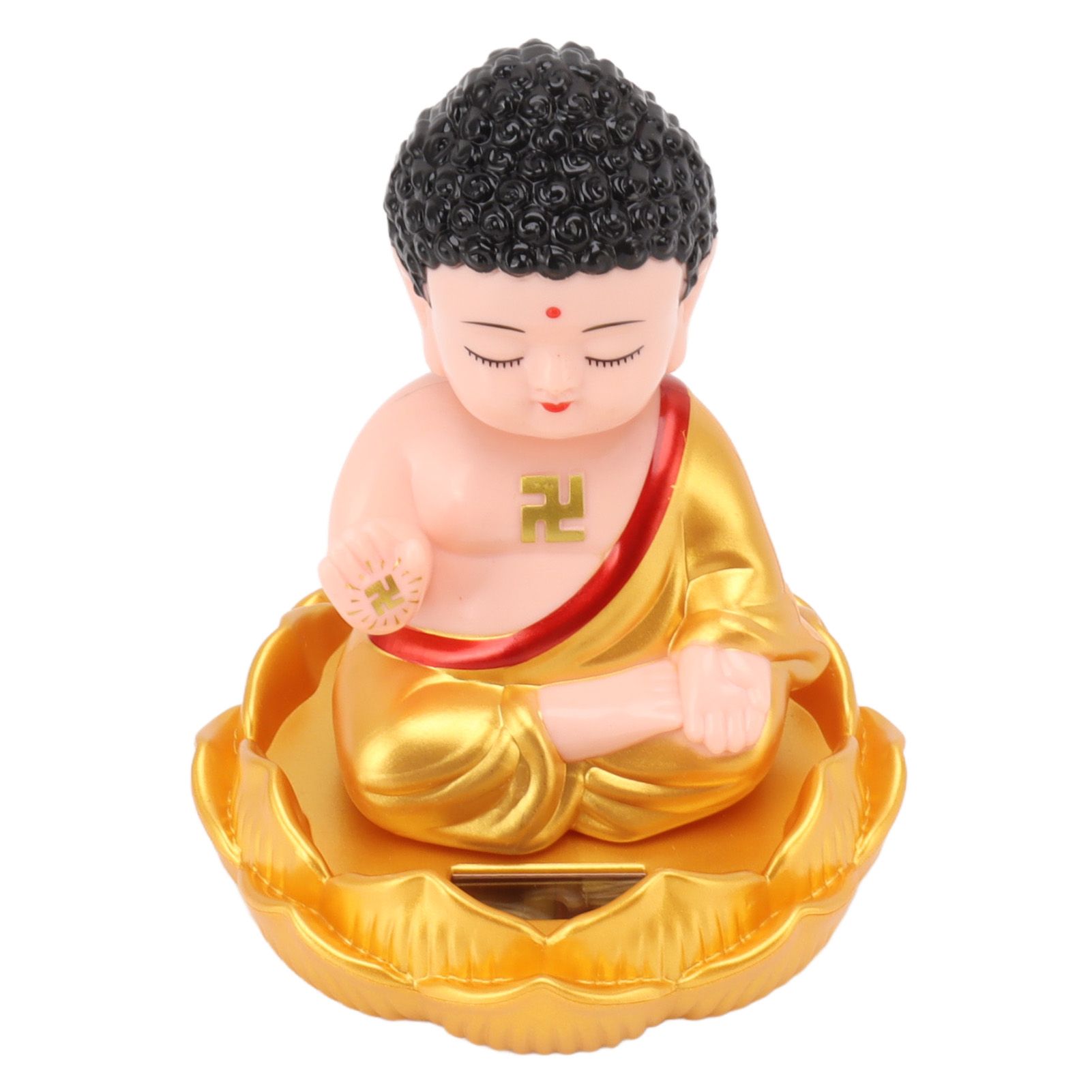 Buddha Ornament Solar Powered Light Energy Sensing Auto Nod Buddha Decoration for Home Car Office Gold Clothes - Image 5