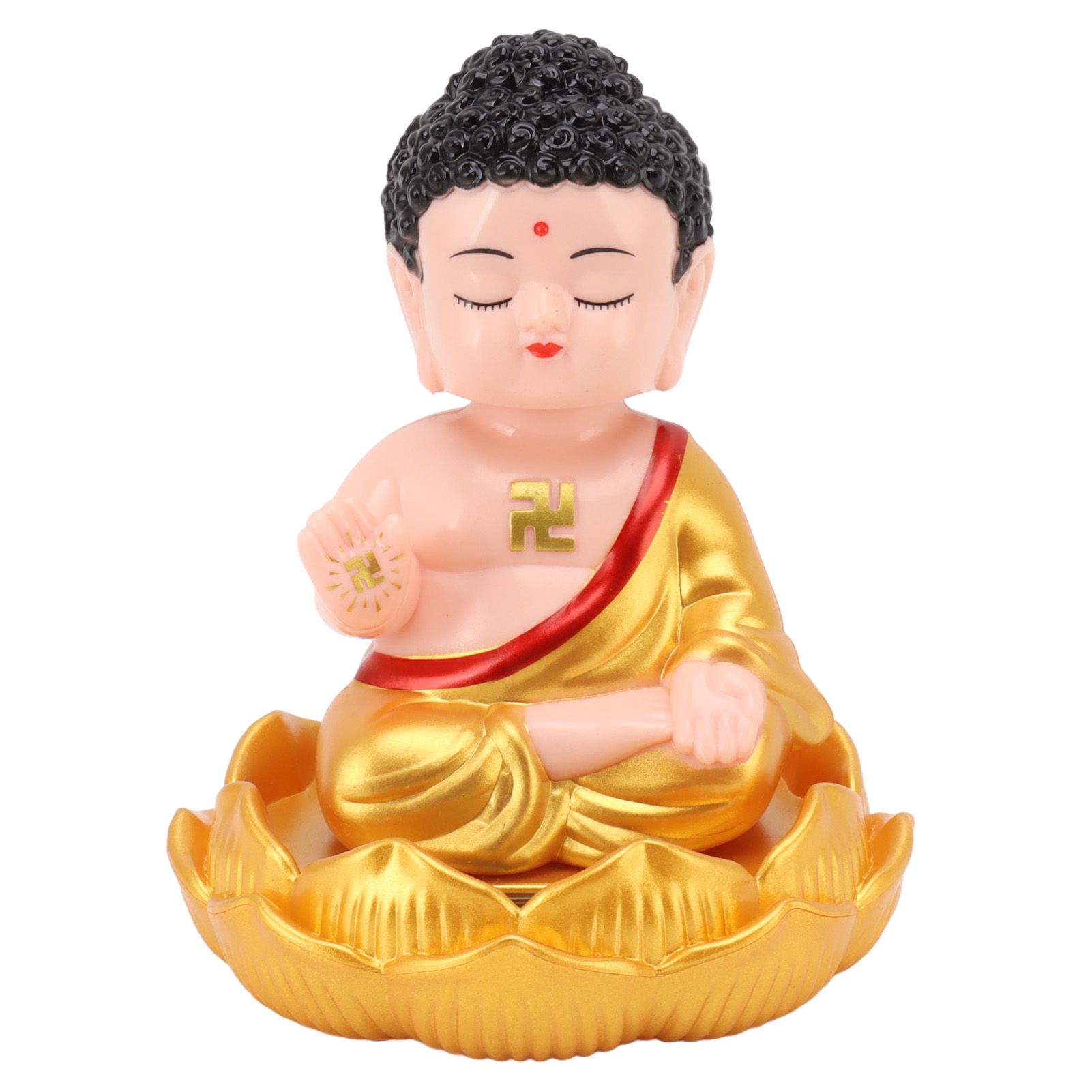 Buddha Ornament Solar Powered Light Energy Sensing Auto Nod Buddha Decoration for Home Car Office Gold Clothes - Image 6