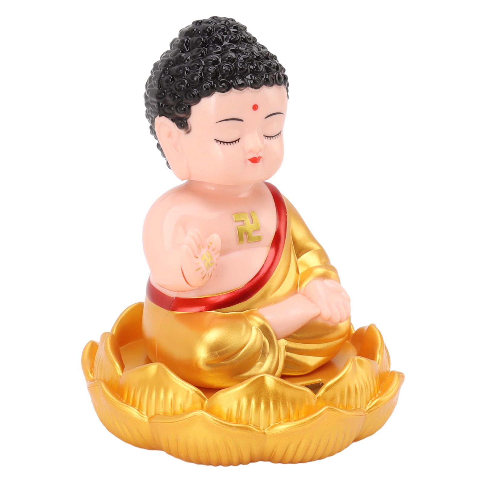 Buddha Ornament Solar Powered Light Energy Sensing Auto Nod Buddha Decoration for Home Car Office Gold Clothes - Image 7
