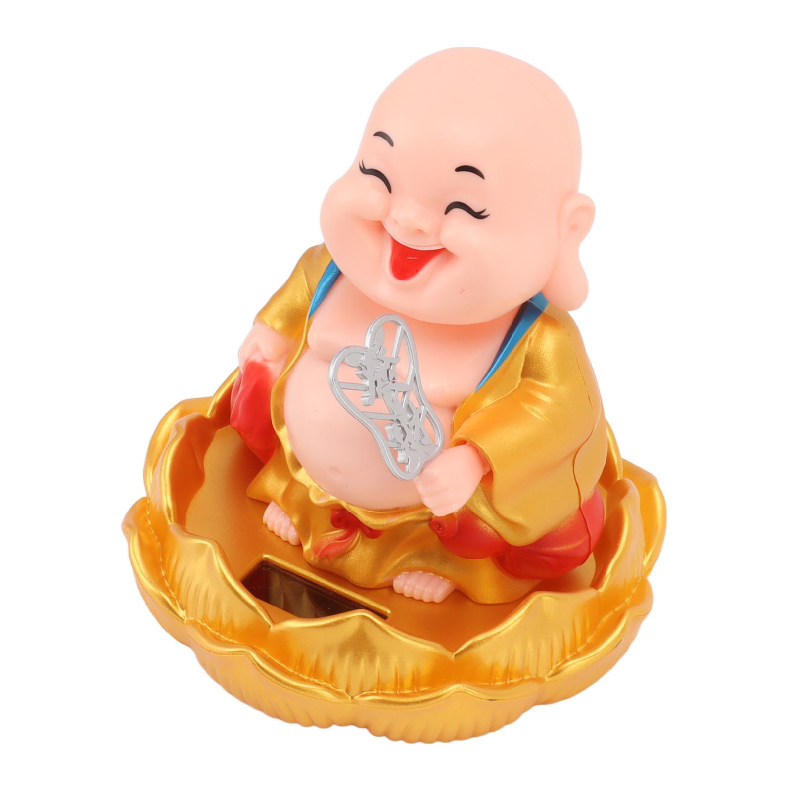 Solar Buddha Statue Solar Nodding Maitreya Car Ornament Decoration Shaking Head Toy for Wealth and Fortune Gold Clothes - Image 3