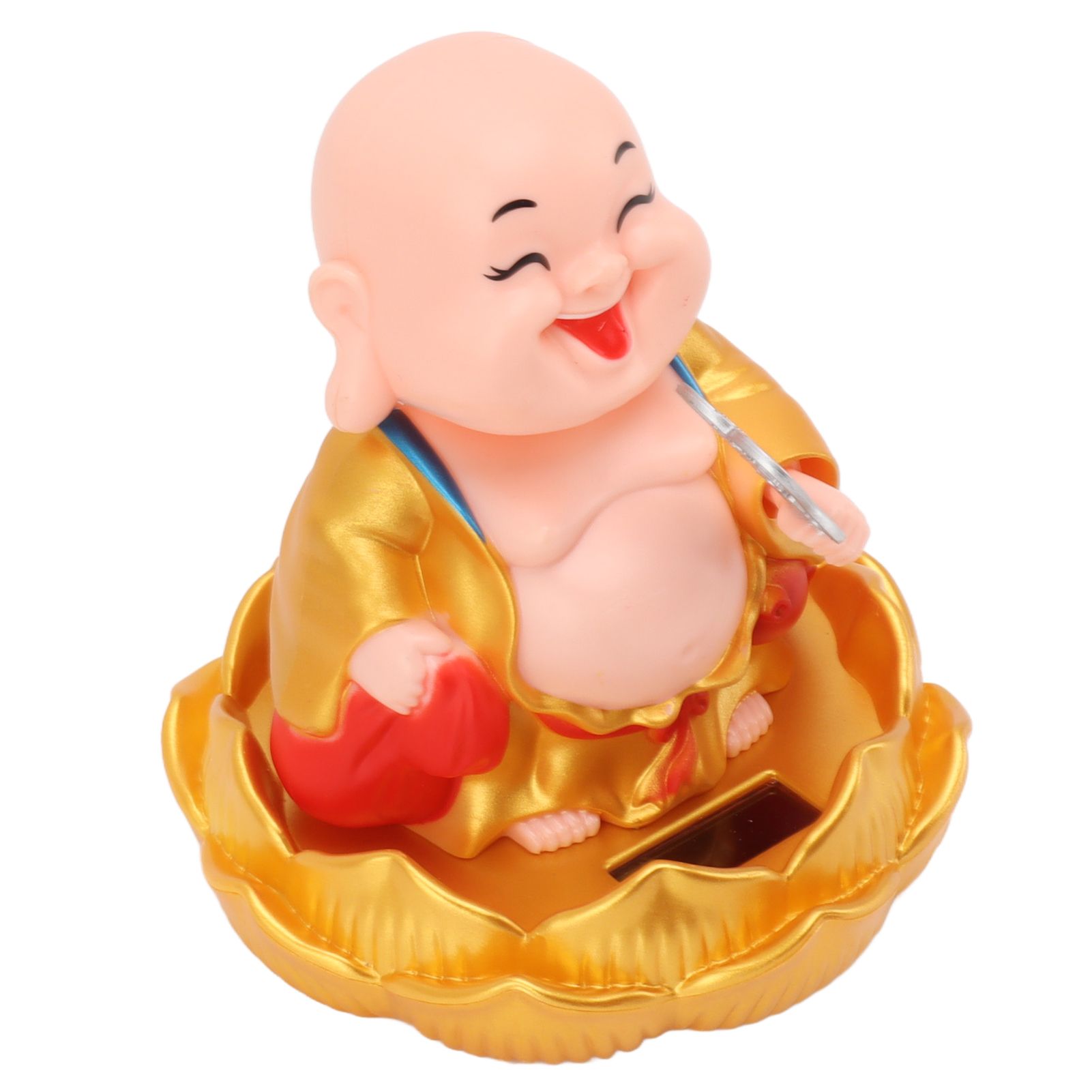 Solar Buddha Statue Solar Nodding Maitreya Car Ornament Decoration Shaking Head Toy for Wealth and Fortune Gold Clothes - Image 4