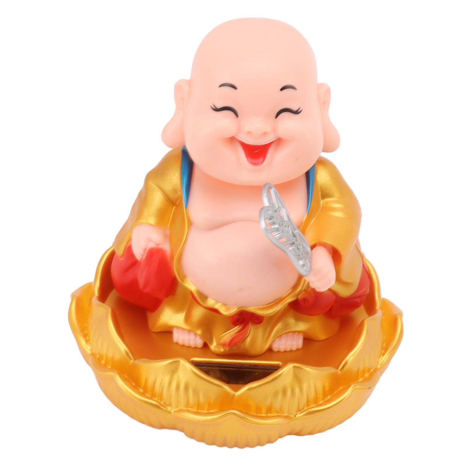 Solar Buddha Statue Solar Nodding Maitreya Car Ornament Decoration Shaking Head Toy for Wealth and Fortune Gold Clothes - Image 5