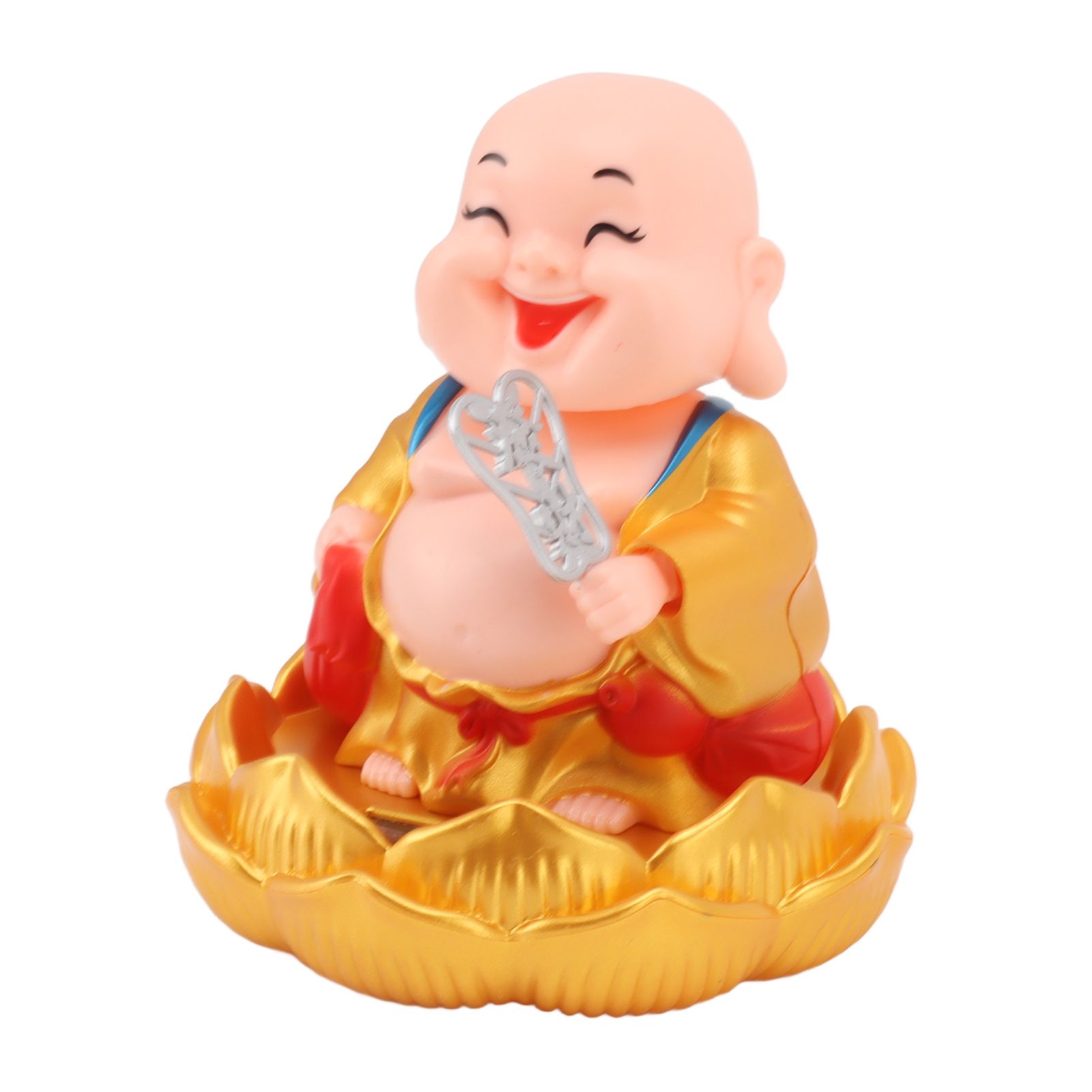 Solar Buddha Statue Solar Nodding Maitreya Car Ornament Decoration Shaking Head Toy for Wealth and Fortune Gold Clothes - Image 6