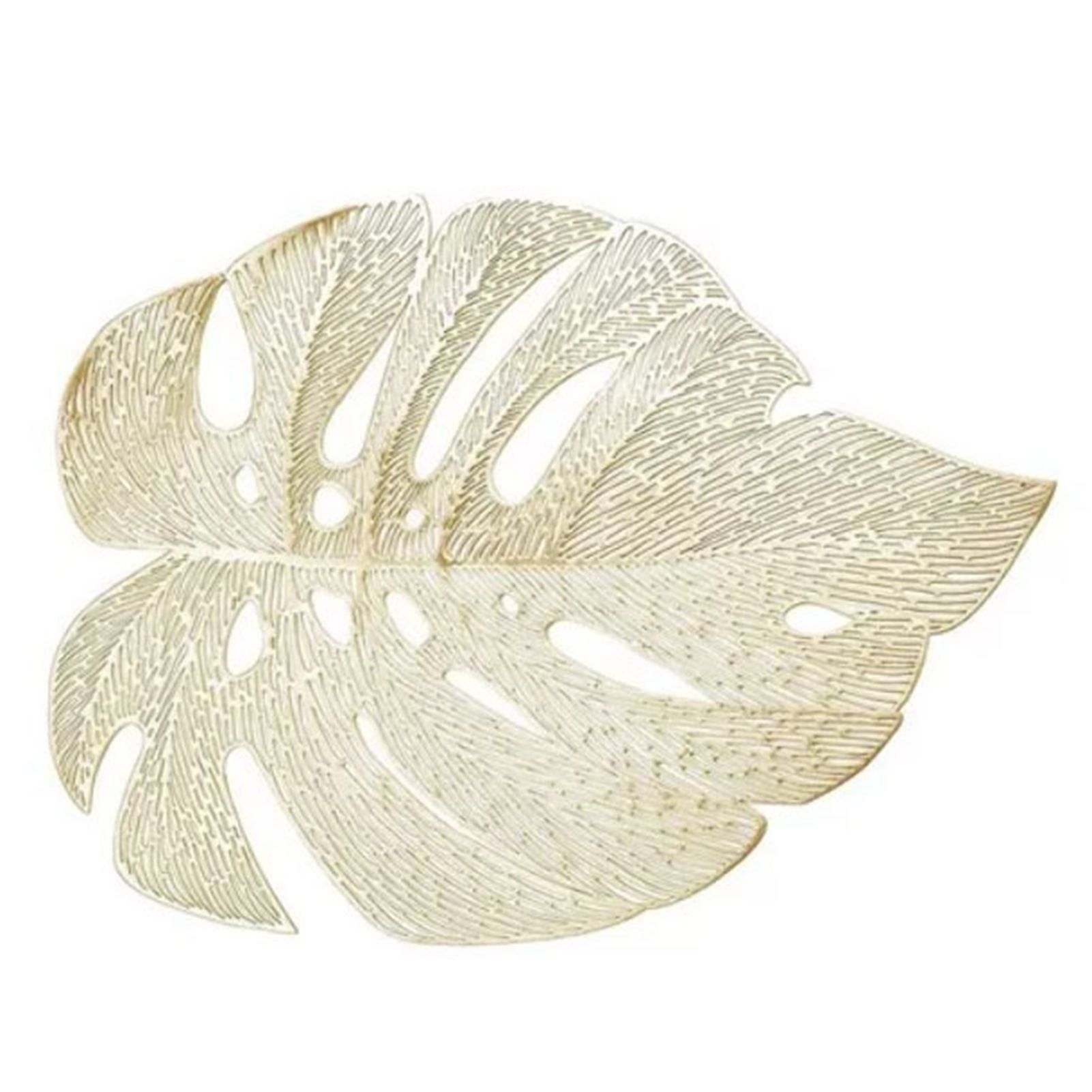6Pcs Insulation Placemat Hollow Out Simulation Leaf Shape Heat Resistant PVC Table Mat for Kitchen Table Gold - Image 1
