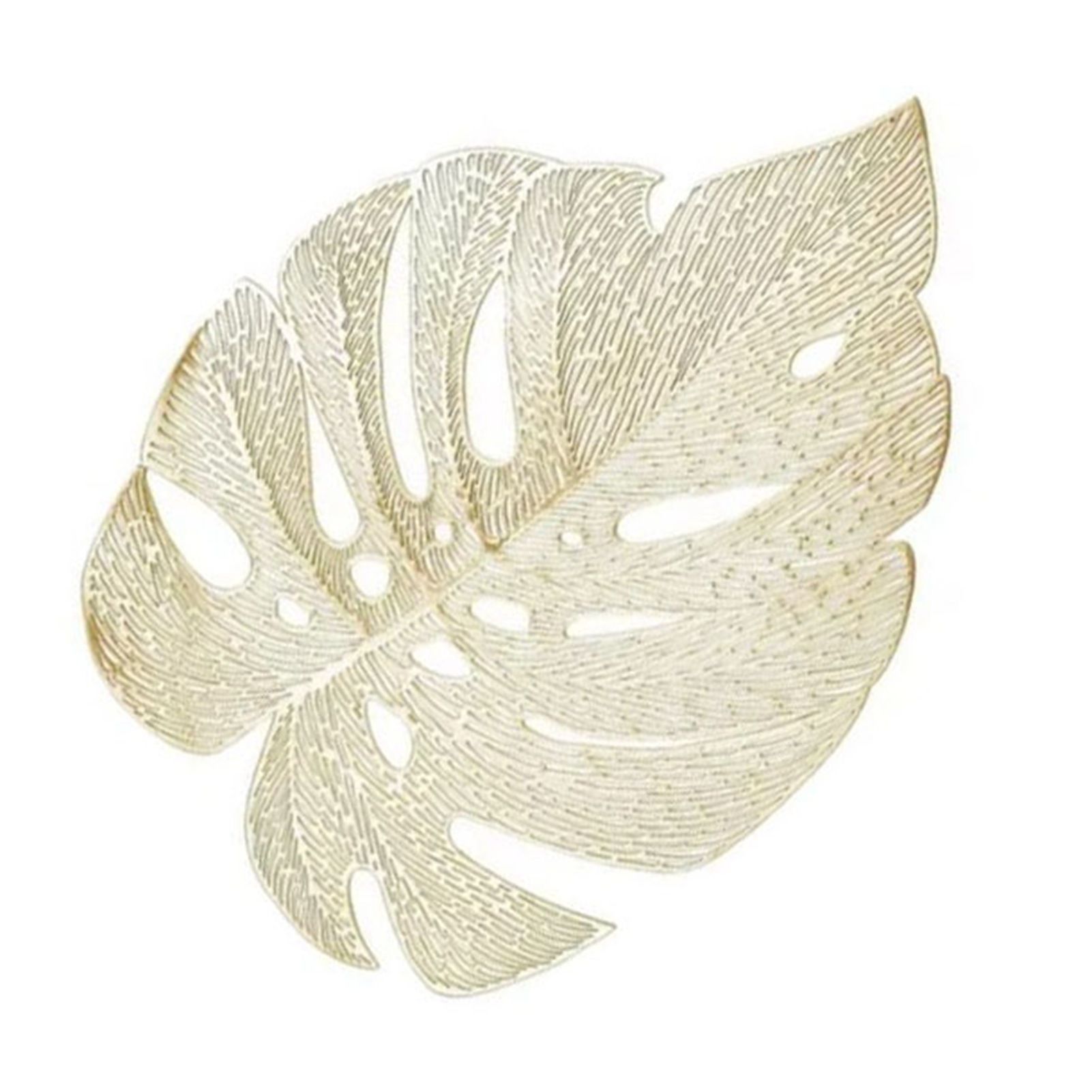 6Pcs Insulation Placemat Hollow Out Simulation Leaf Shape Heat Resistant PVC Table Mat for Kitchen Table Gold - Image 3