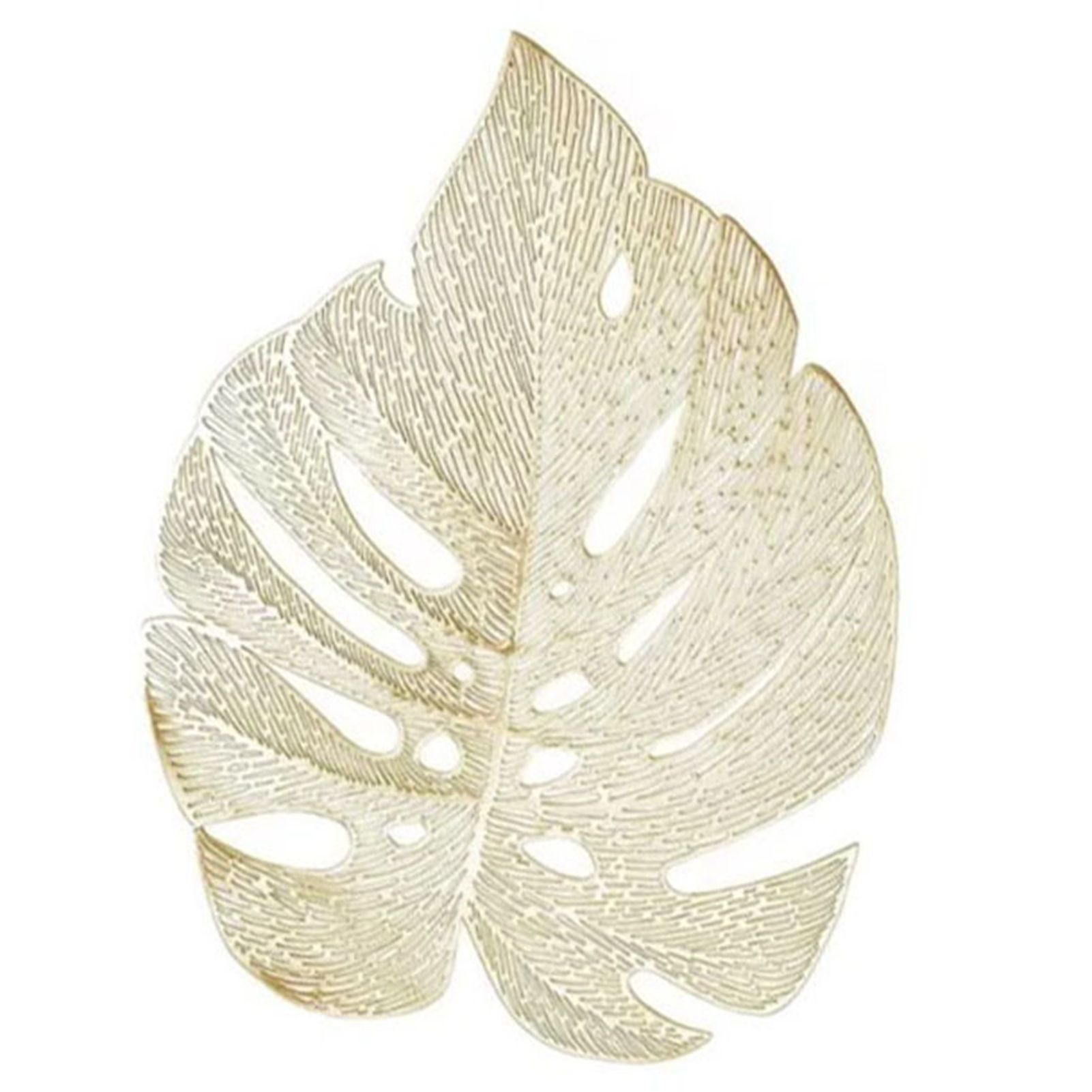 6Pcs Insulation Placemat Hollow Out Simulation Leaf Shape Heat Resistant PVC Table Mat for Kitchen Table Gold - Image 4