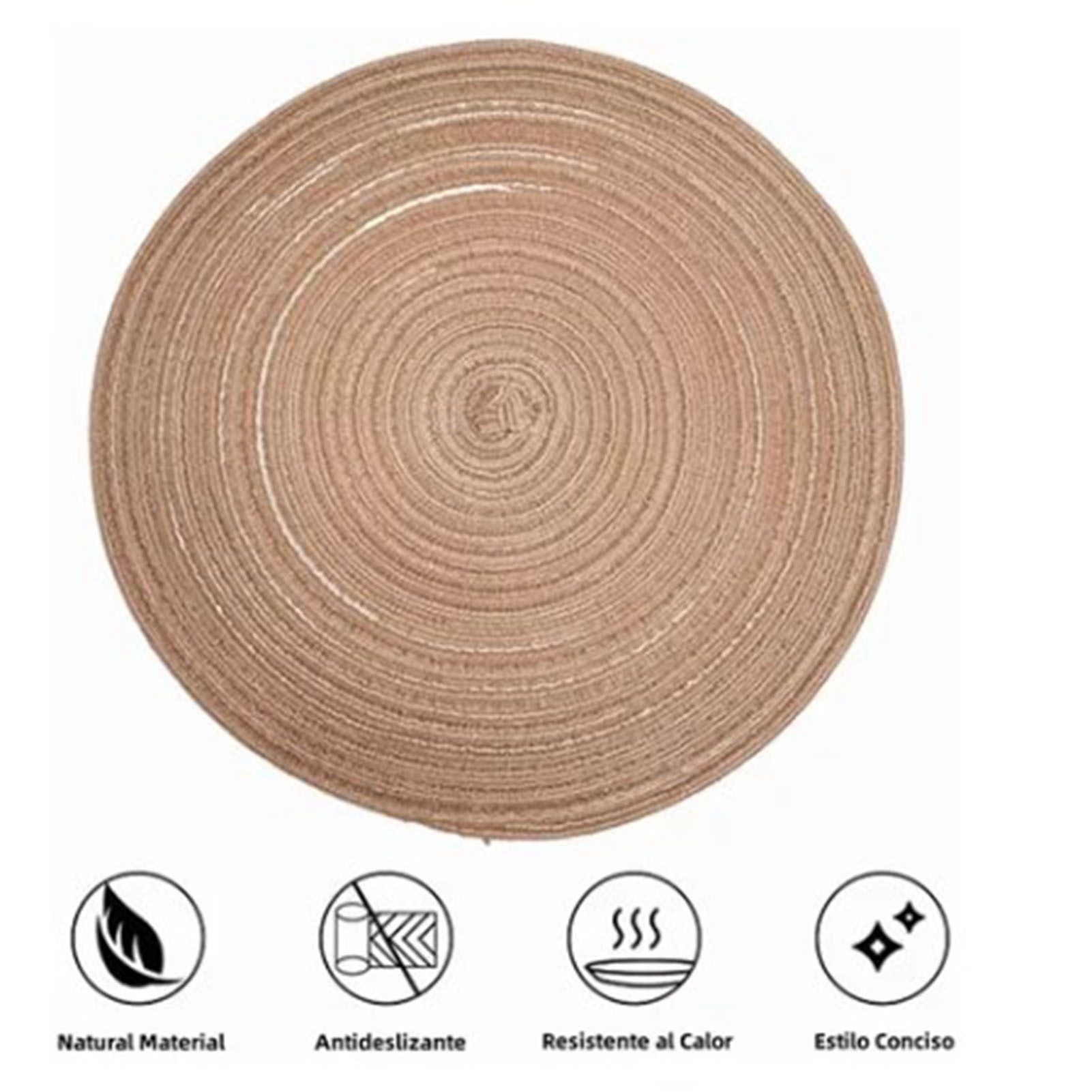 6pcs Round Placemats Slip Proof Prevent Scalding Insulation Decorative Woven Table Mats for Home Cafe Khaki 11.8in - Image 8