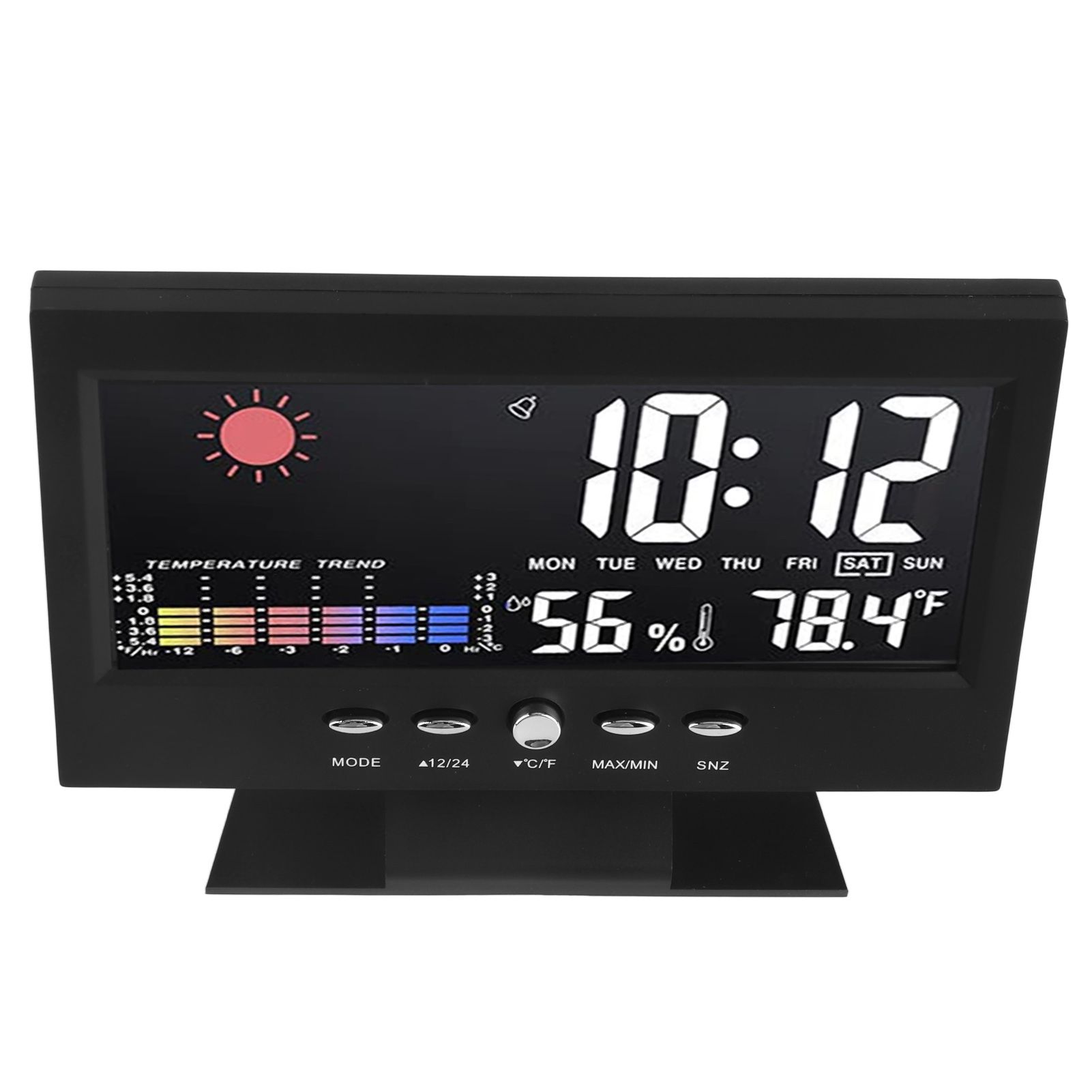 Weather Forecast Clock ABS LED Color Screen Multifunctional Temperature Humidity Alarm Clock Black - Image 2